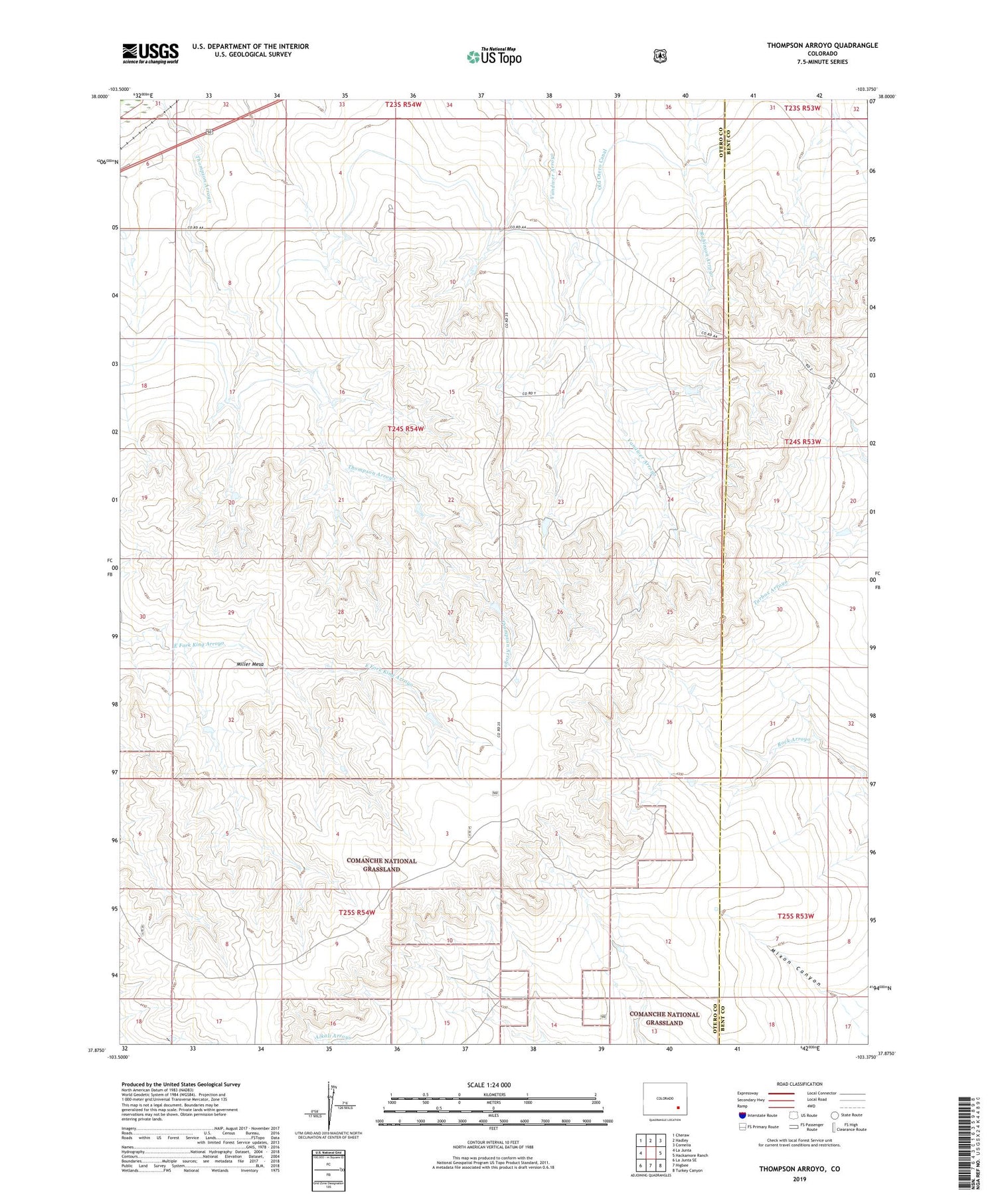 Thompson Arroyo Colorado US Topo Map Image