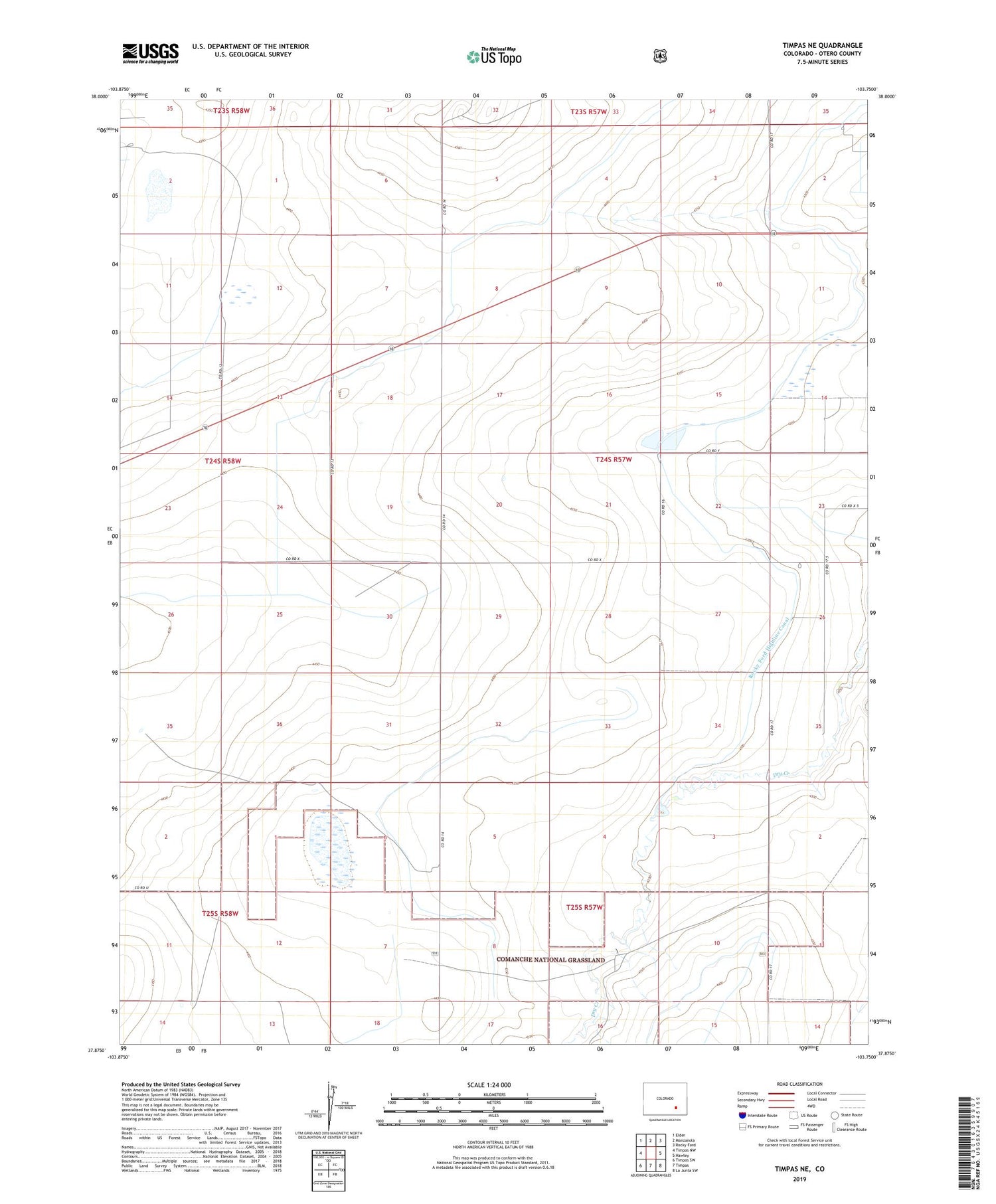 Timpas NE Colorado US Topo Map Image