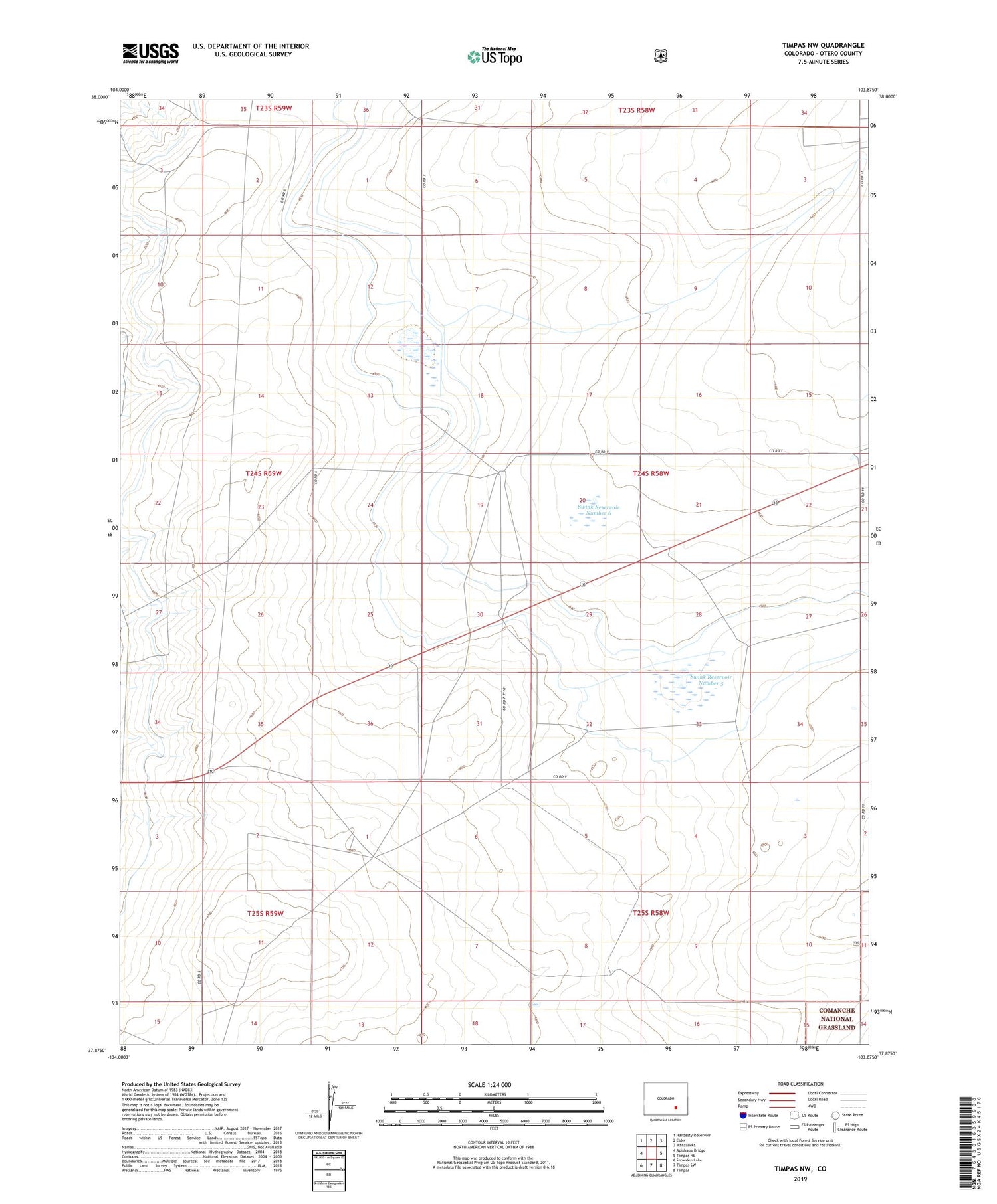 Timpas NW Colorado US Topo Map Image