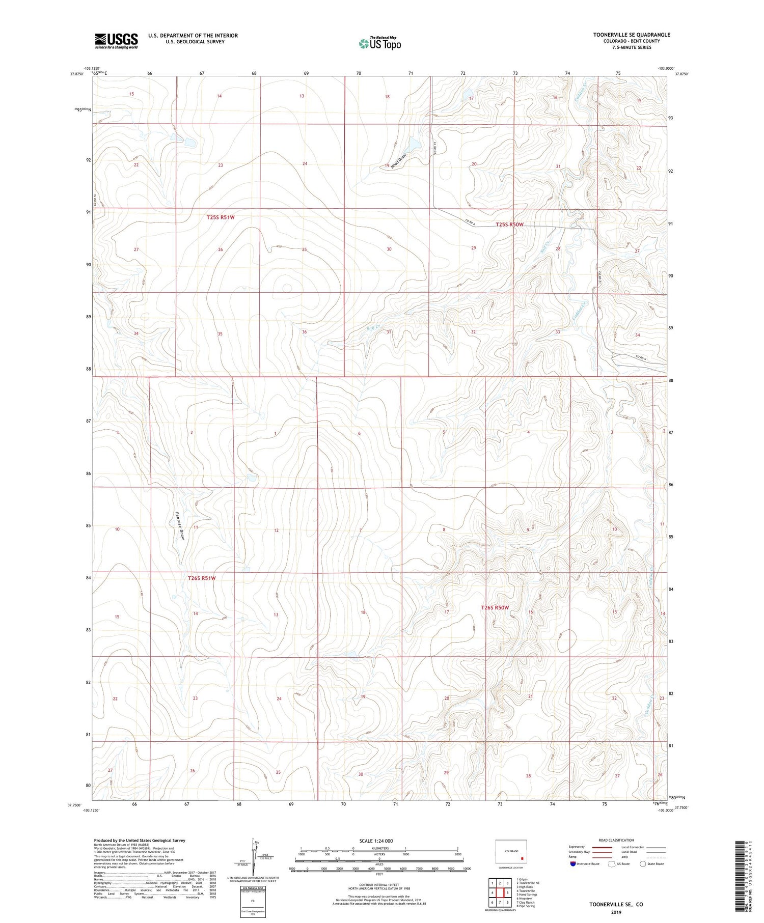 Toonerville SE Colorado US Topo Map Image