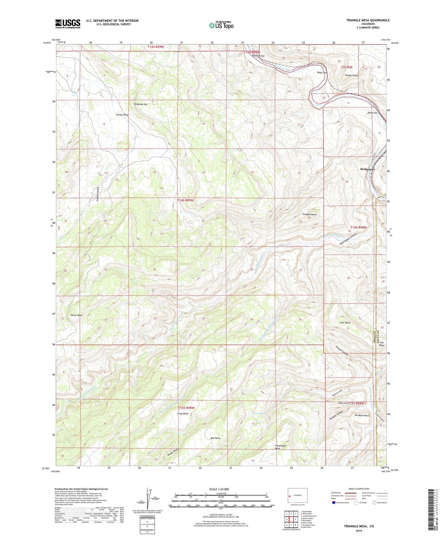 Triangle Mesa Colorado US Topo Map Image