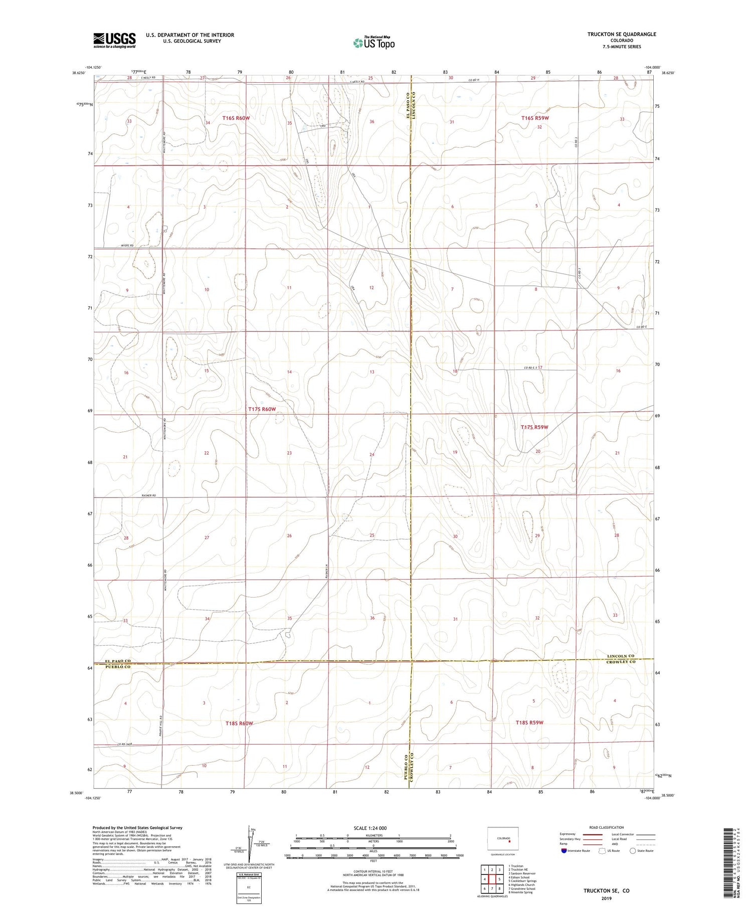 Truckton SE Colorado US Topo Map Image