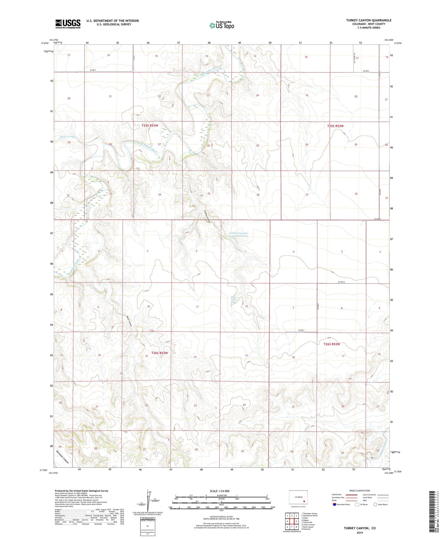 Turkey Canyon Colorado US Topo Map Image