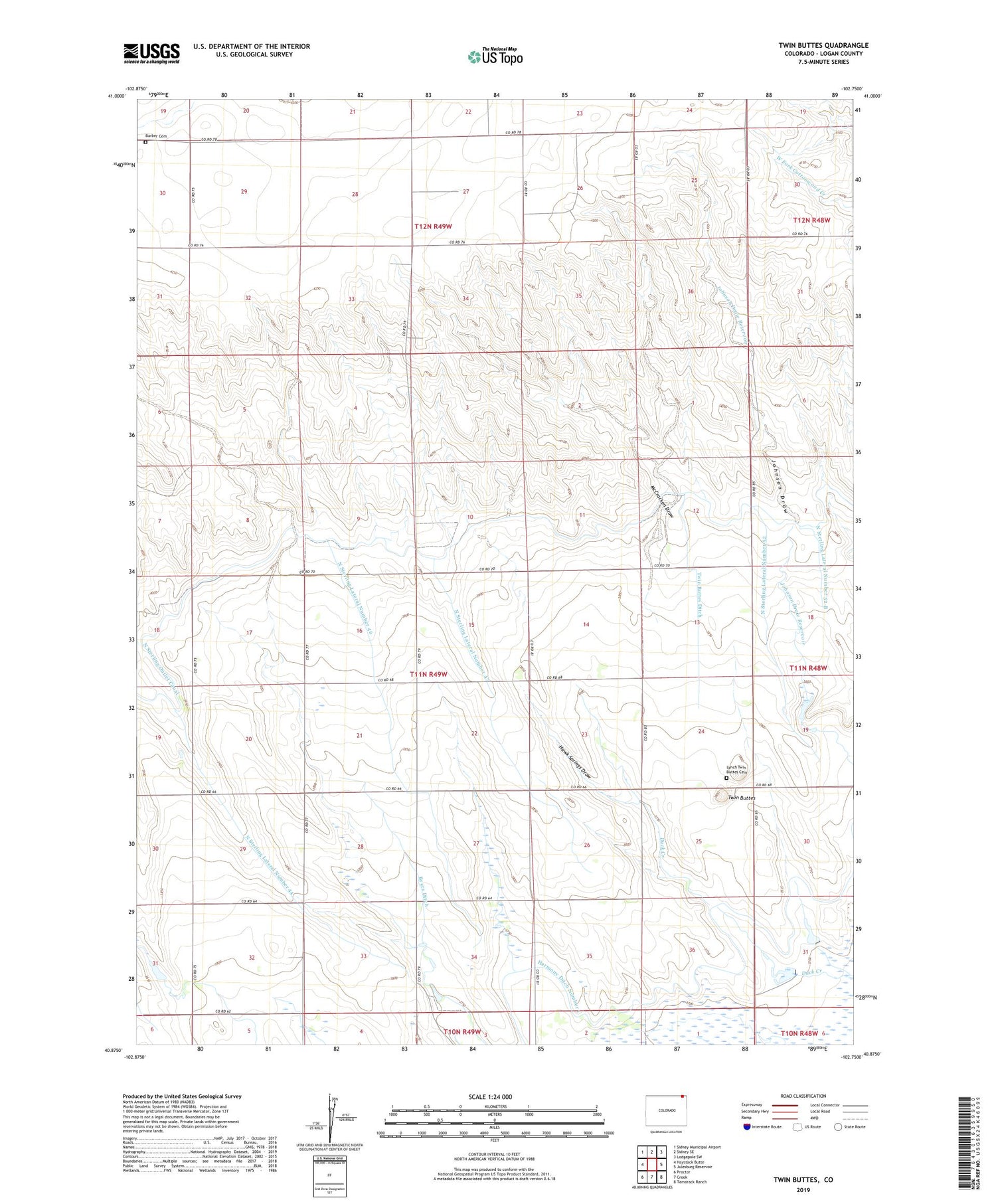 Twin Buttes Colorado US Topo Map Image