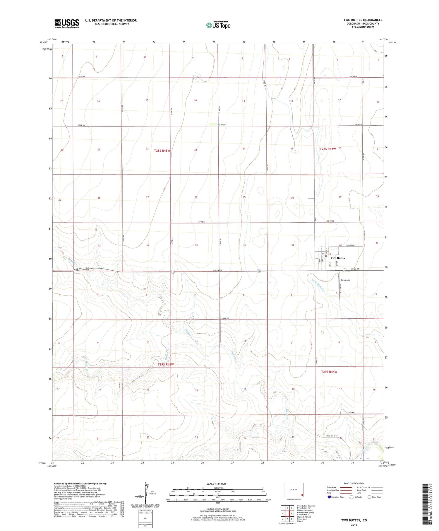 Two Buttes Colorado US Topo Map Image