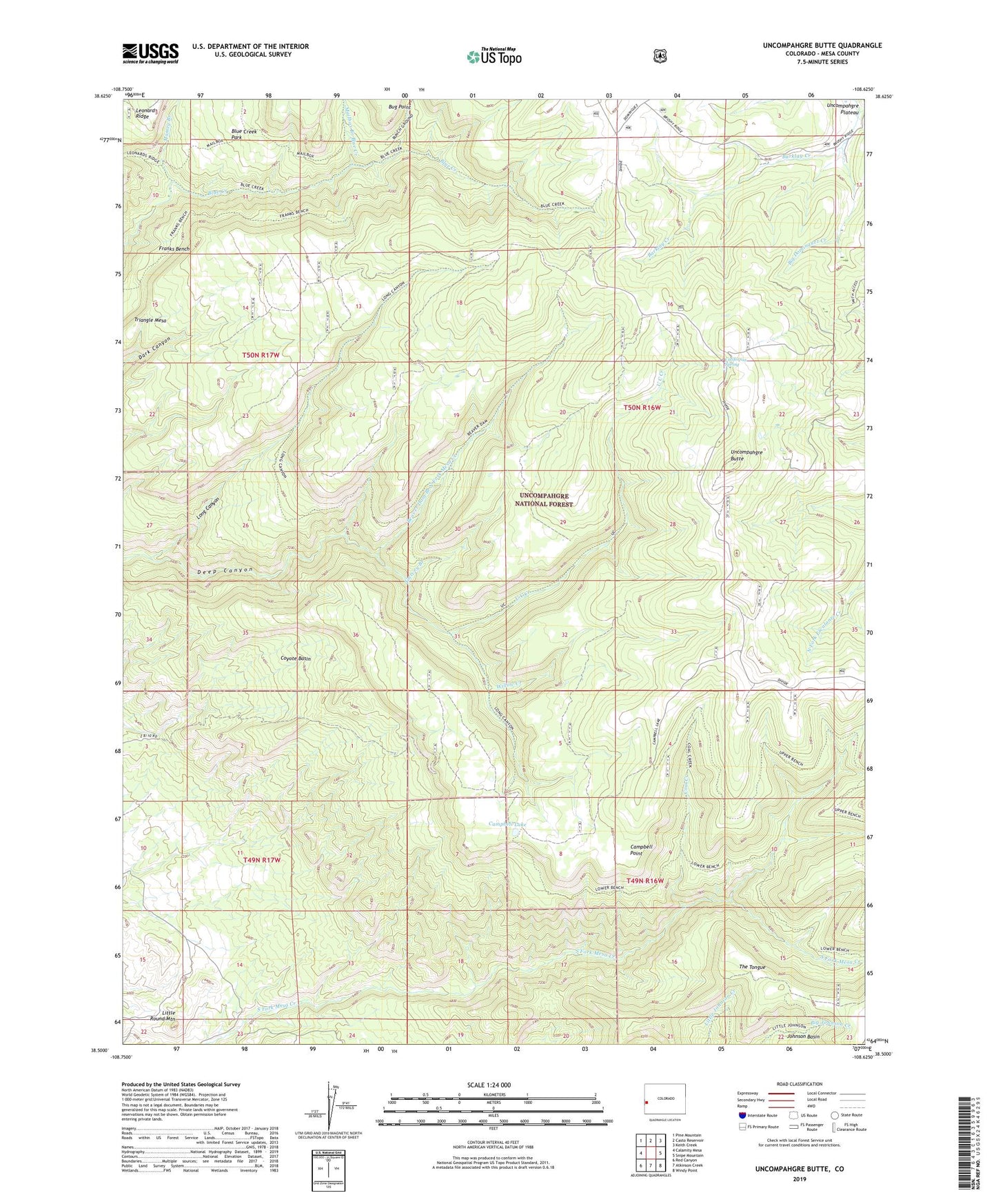 Uncompahgre Butte Colorado US Topo Map Image