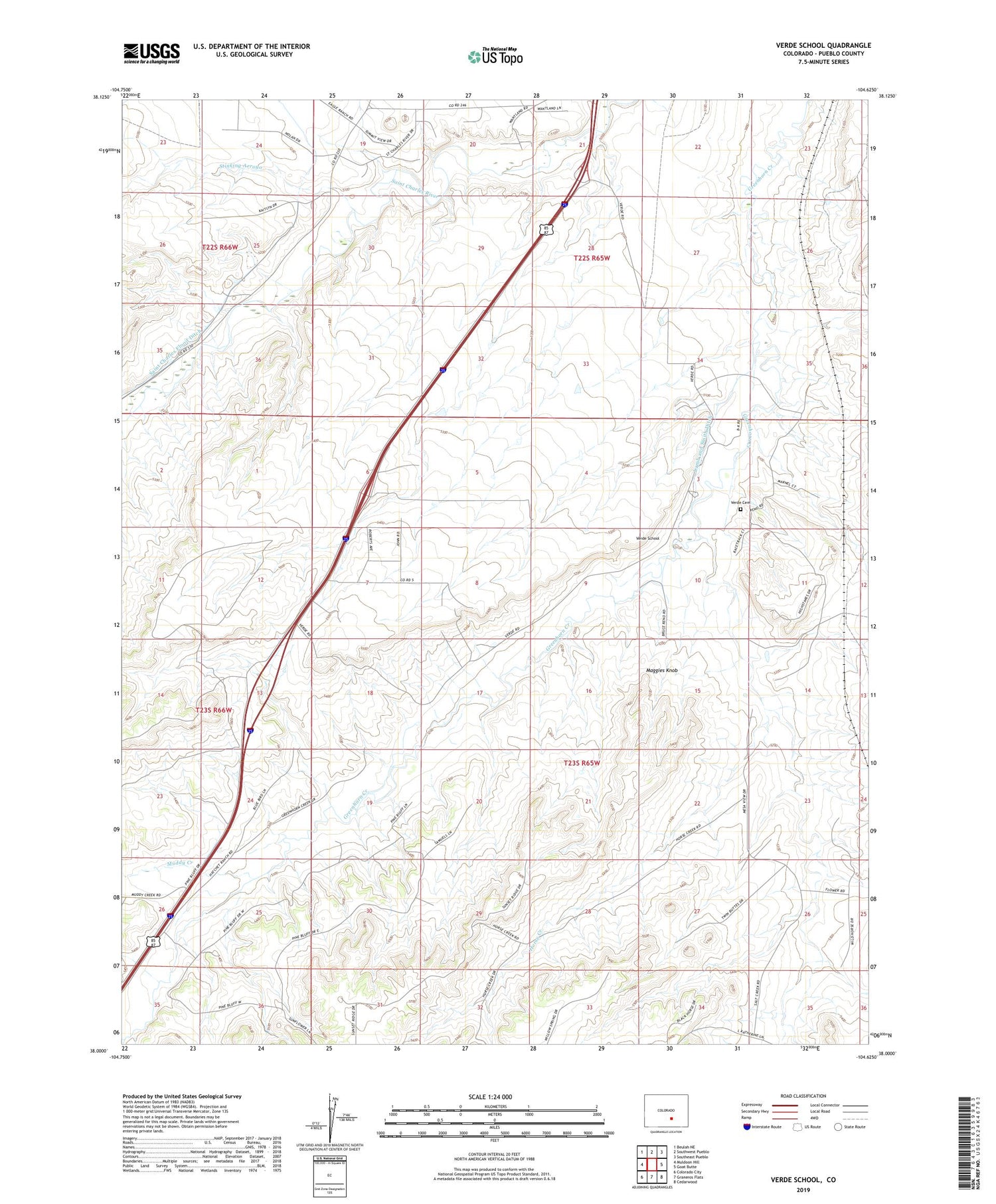 Verde School Colorado US Topo Map Image