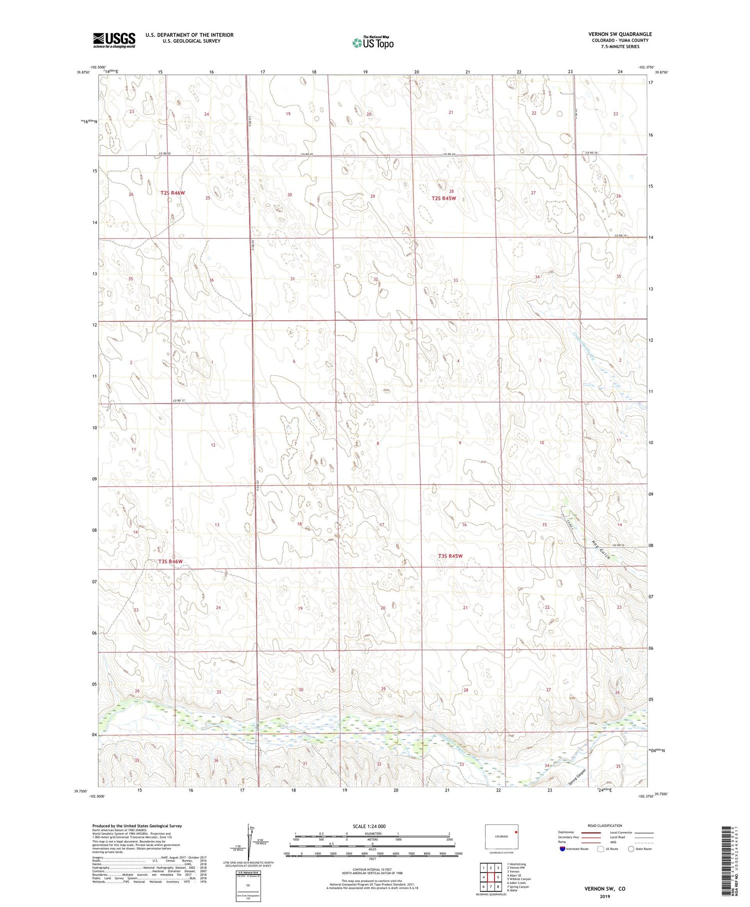Vernon SW Colorado US Topo Map Image