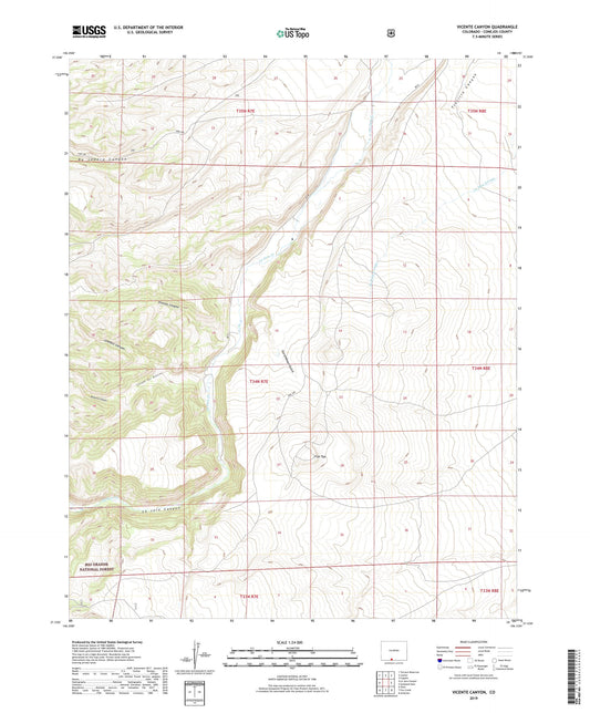 Vicente Canyon Colorado US Topo Map Image