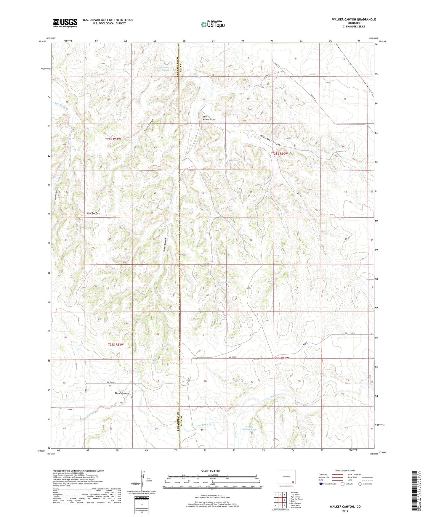 Walker Canyon Colorado US Topo Map Image