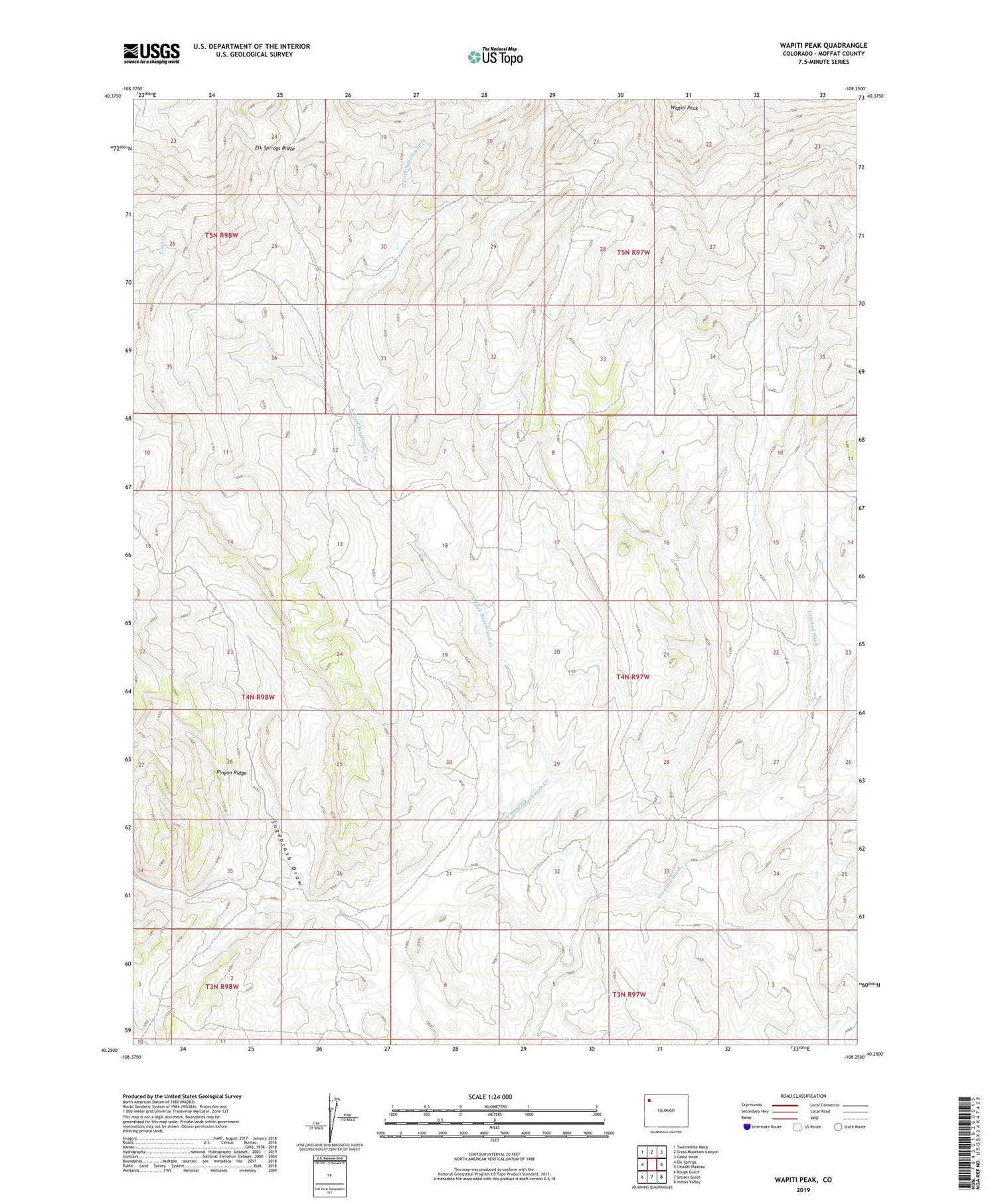 Wapiti Peak Colorado US Topo Map Image