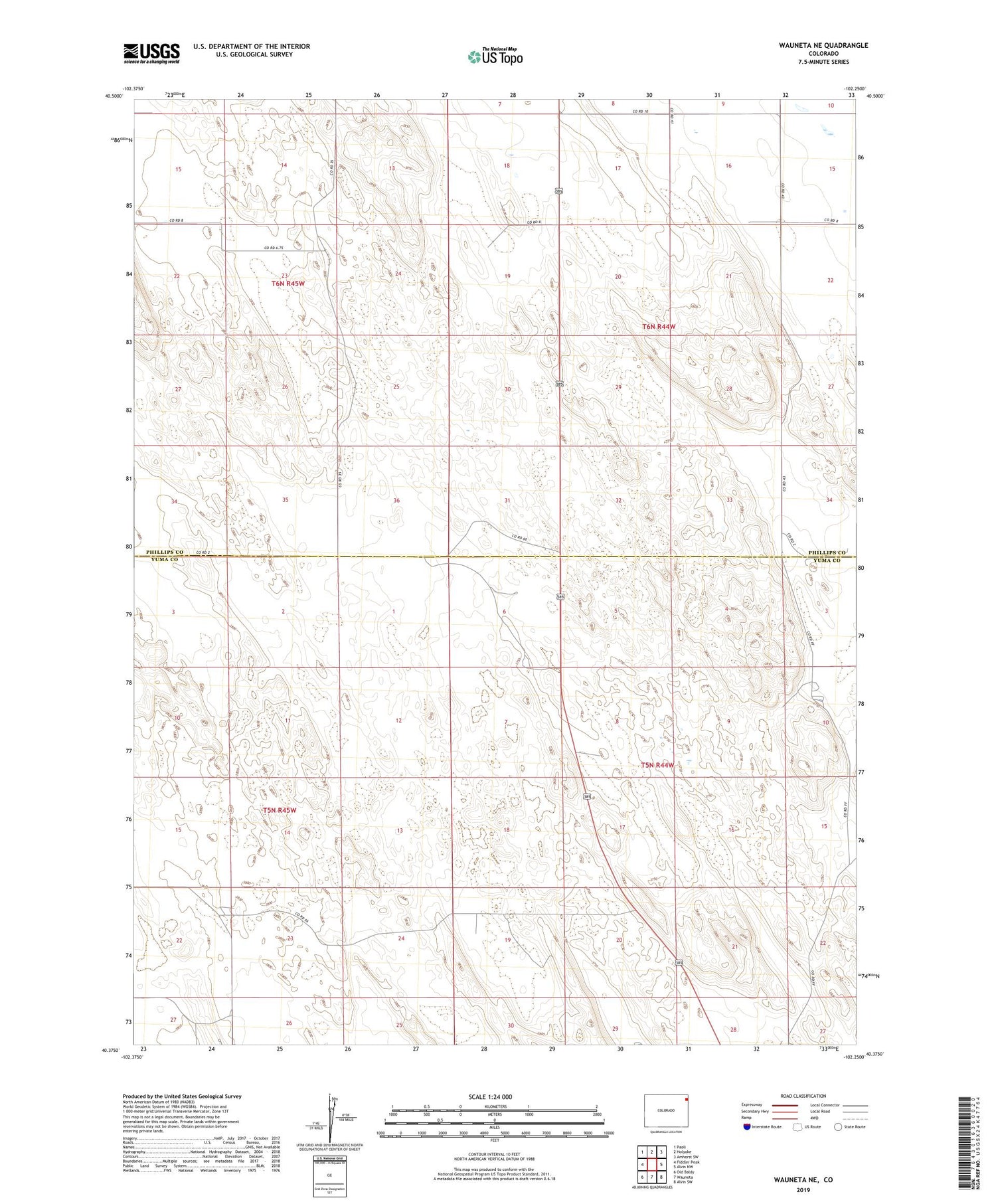 Wauneta NE Colorado US Topo Map Image