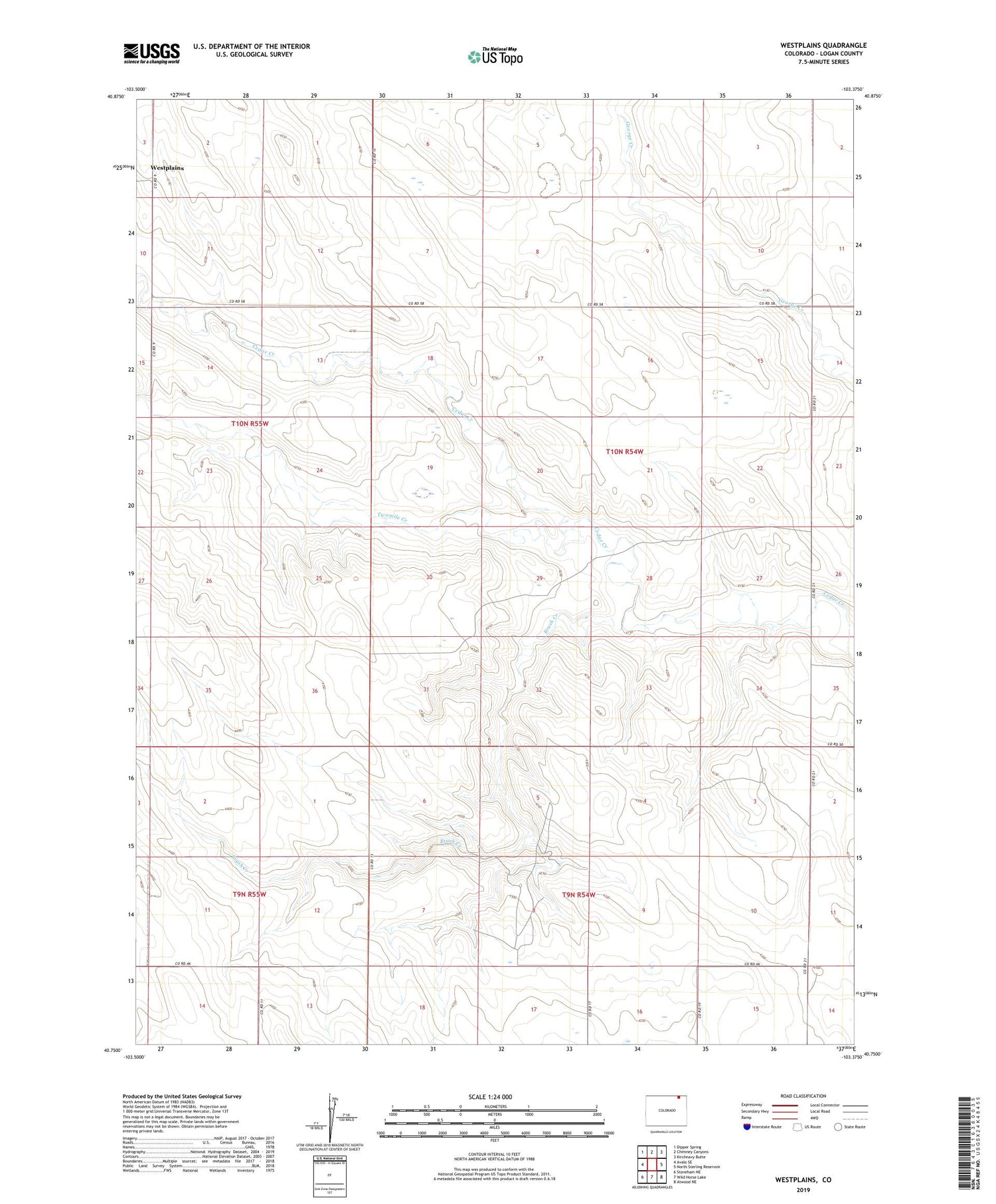 Westplains Colorado US Topo Map Image