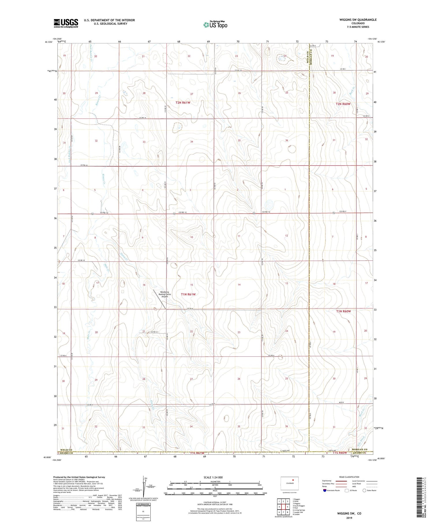 Wiggins SW Colorado US Topo Map Image