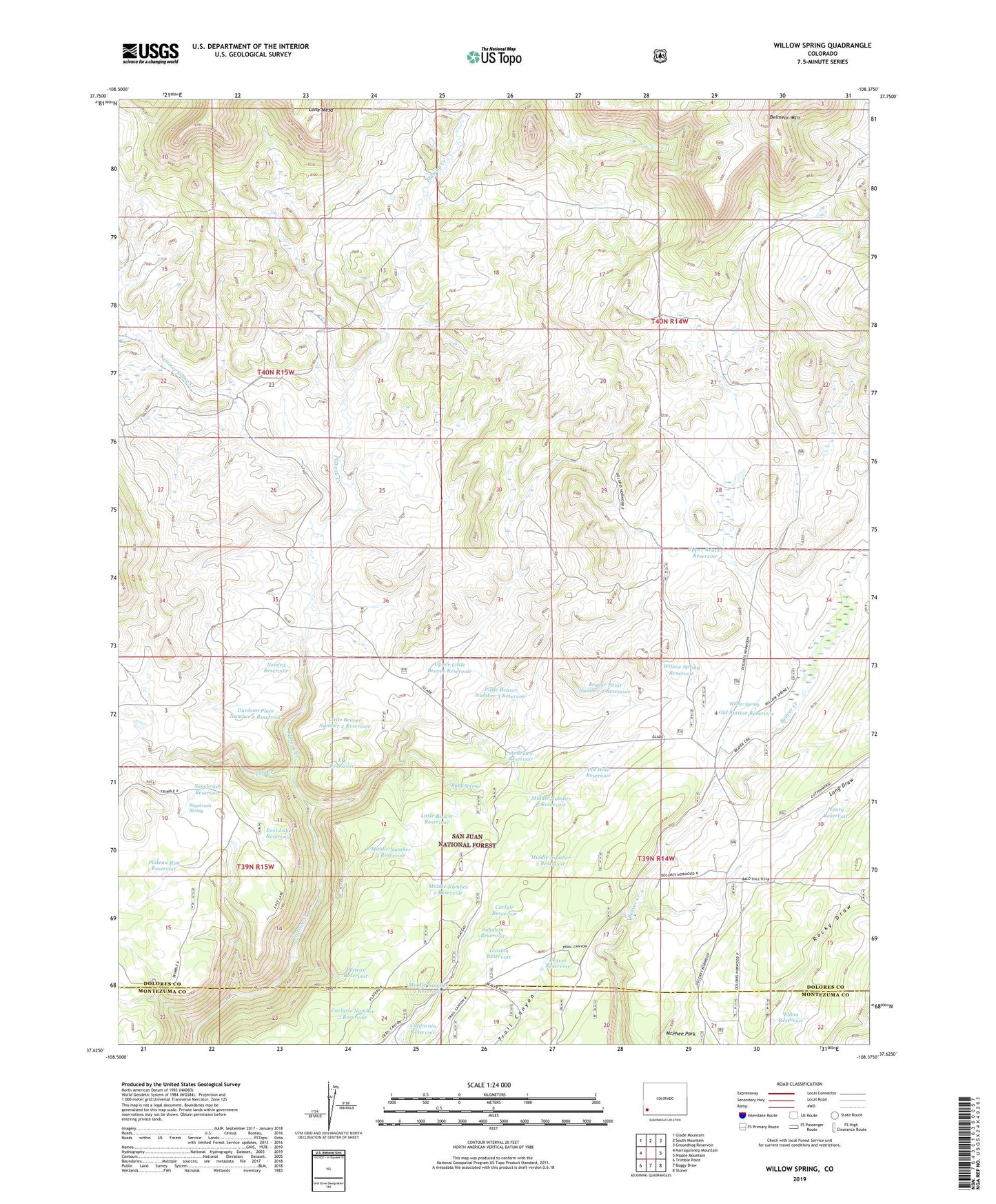 Willow Spring Colorado US Topo Map Image