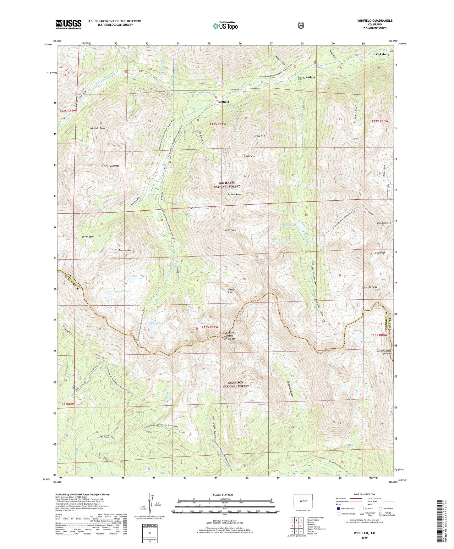 Winfield Colorado US Topo Map Image