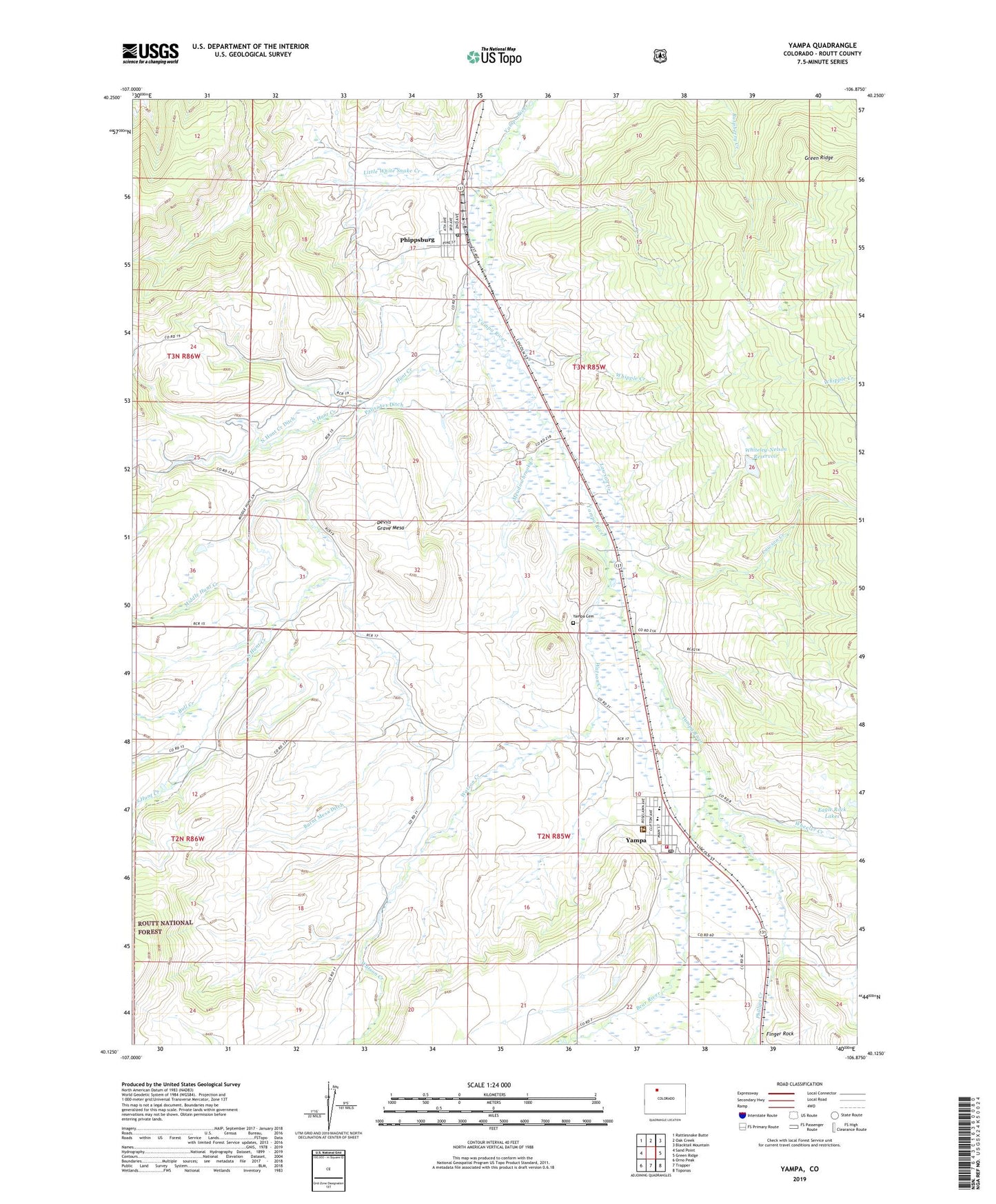 Yampa Colorado US Topo Map Image