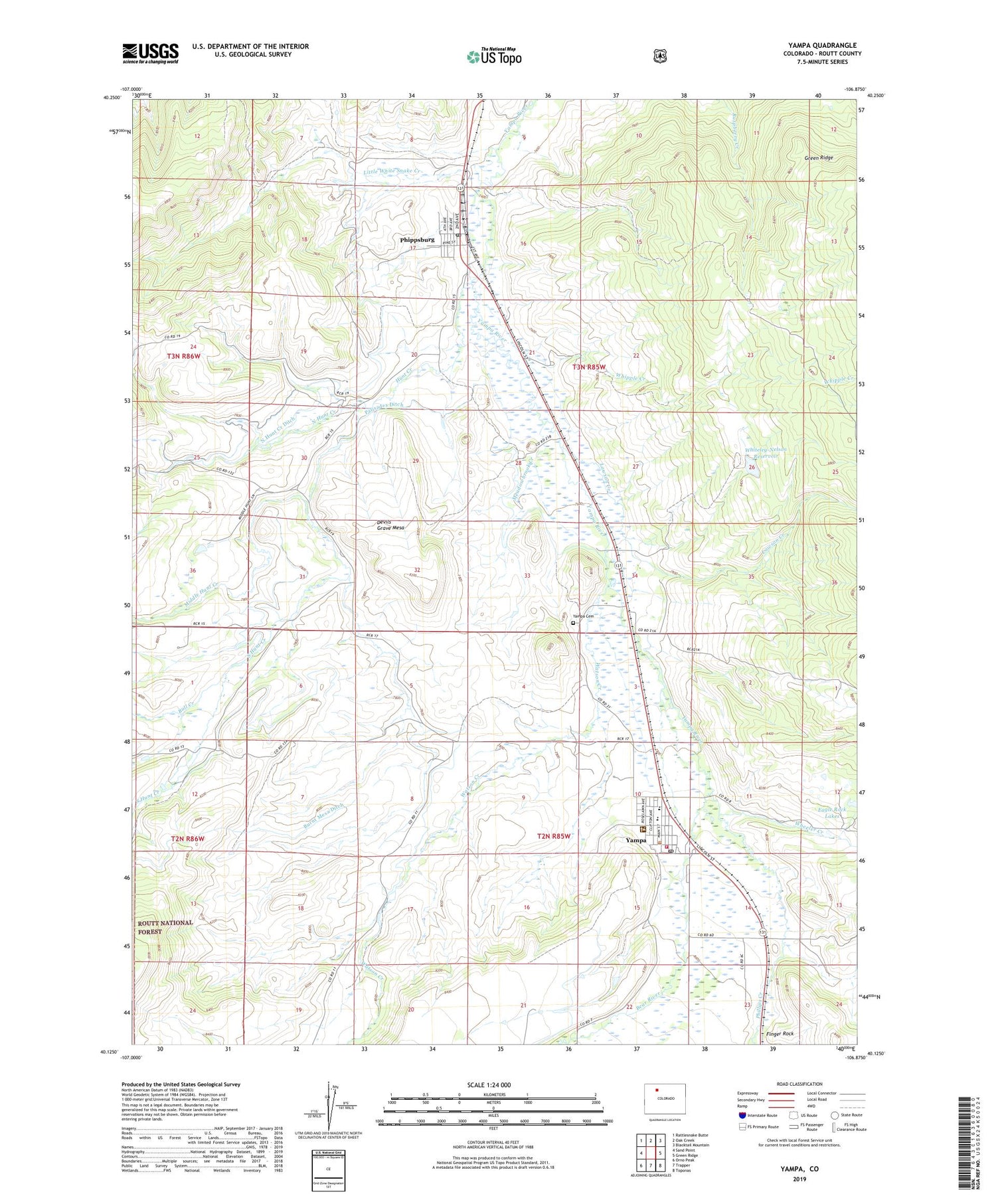 Yampa Colorado US Topo Map Image
