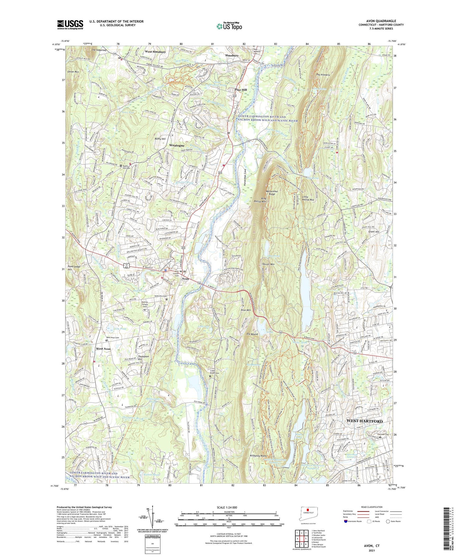 Avon Connecticut US Topo Map Image