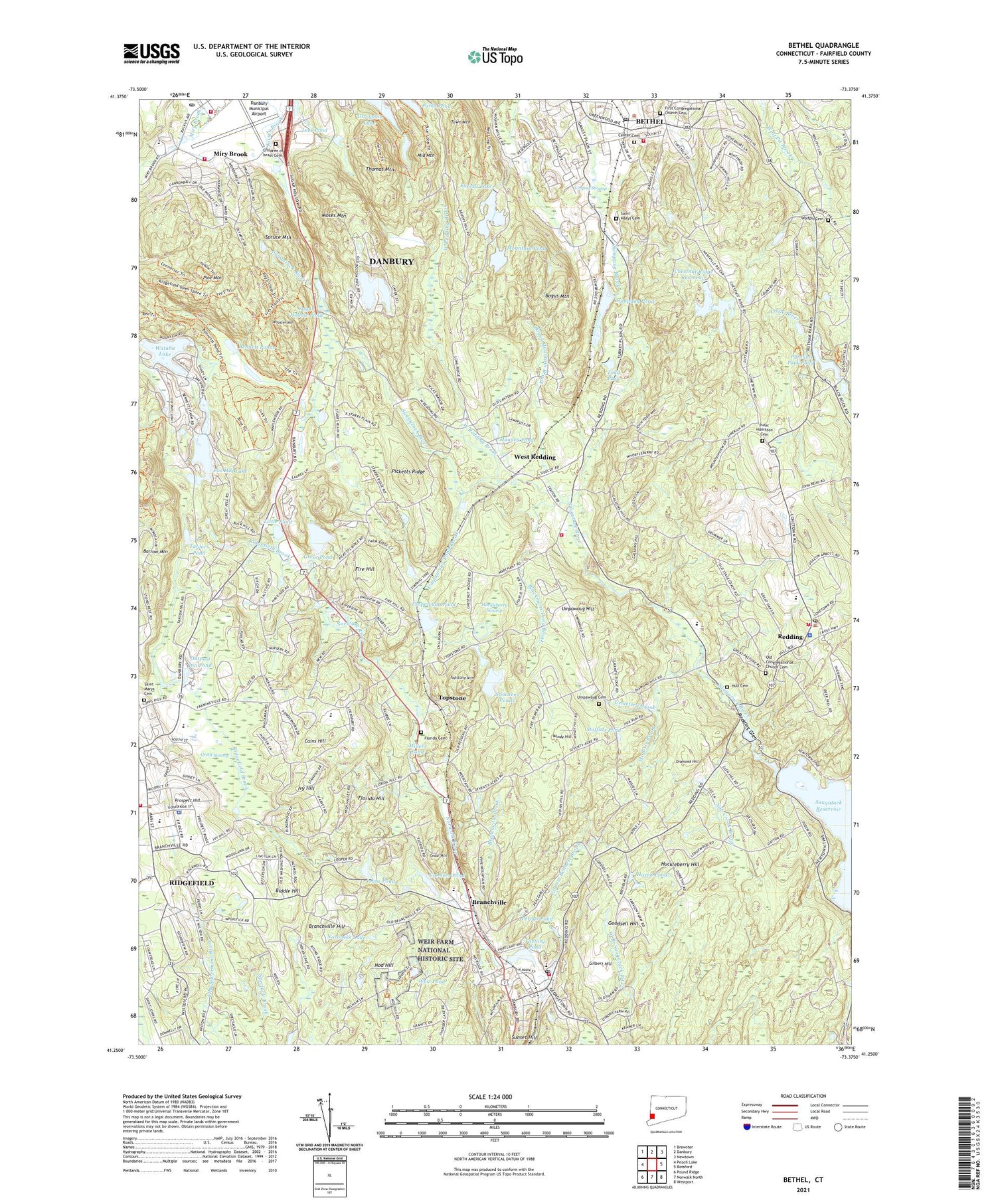 Bethel Connecticut US Topo Map Image
