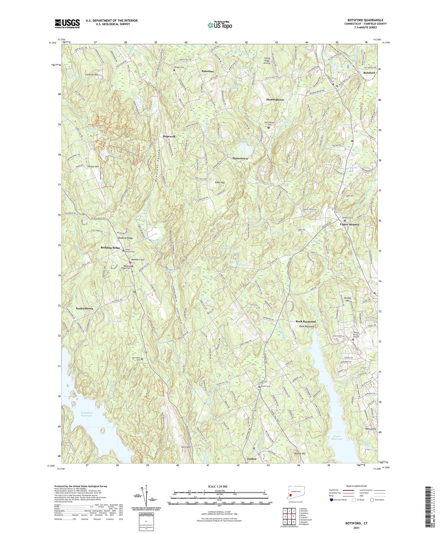 Botsford Connecticut US Topo Map Image