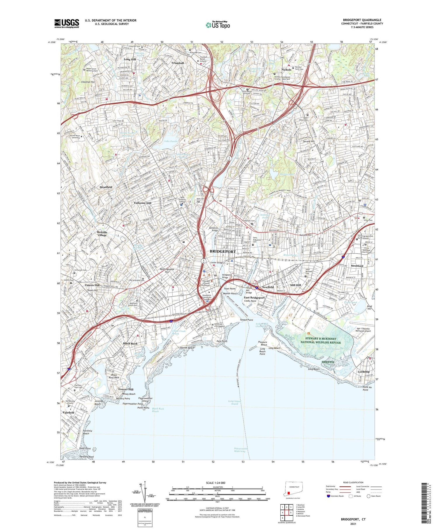 Bridgeport Connecticut US Topo Map Image