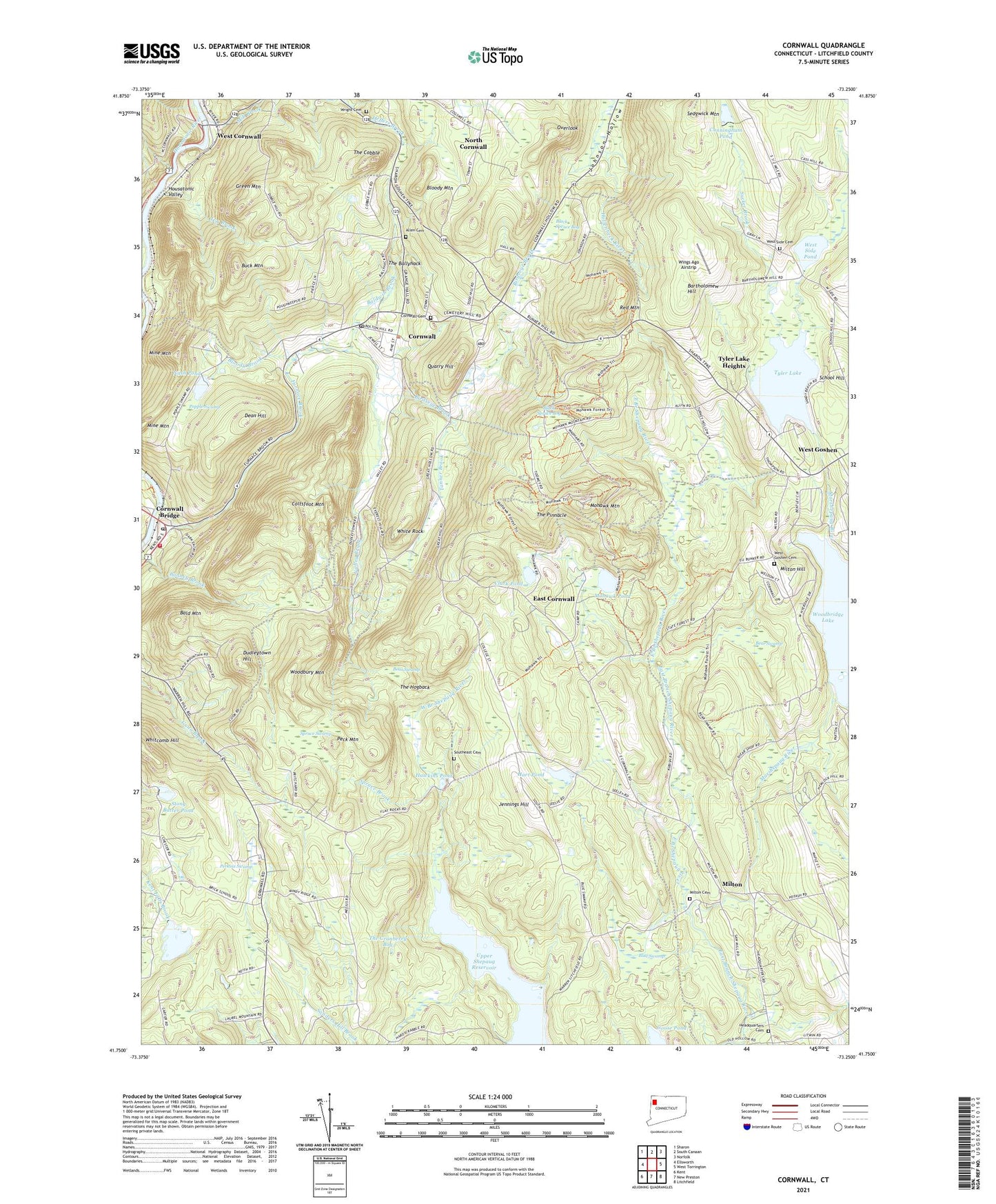 Cornwall Connecticut US Topo Map Image