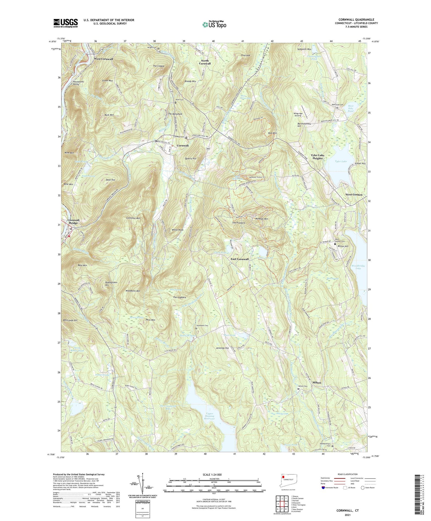 Cornwall Connecticut US Topo Map Image