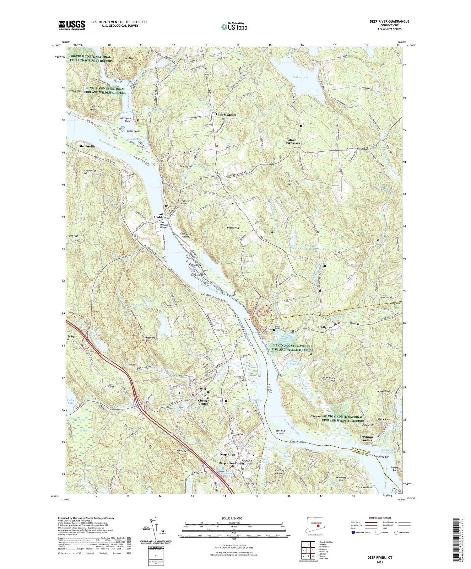 Deep River Connecticut US Topo Map Image