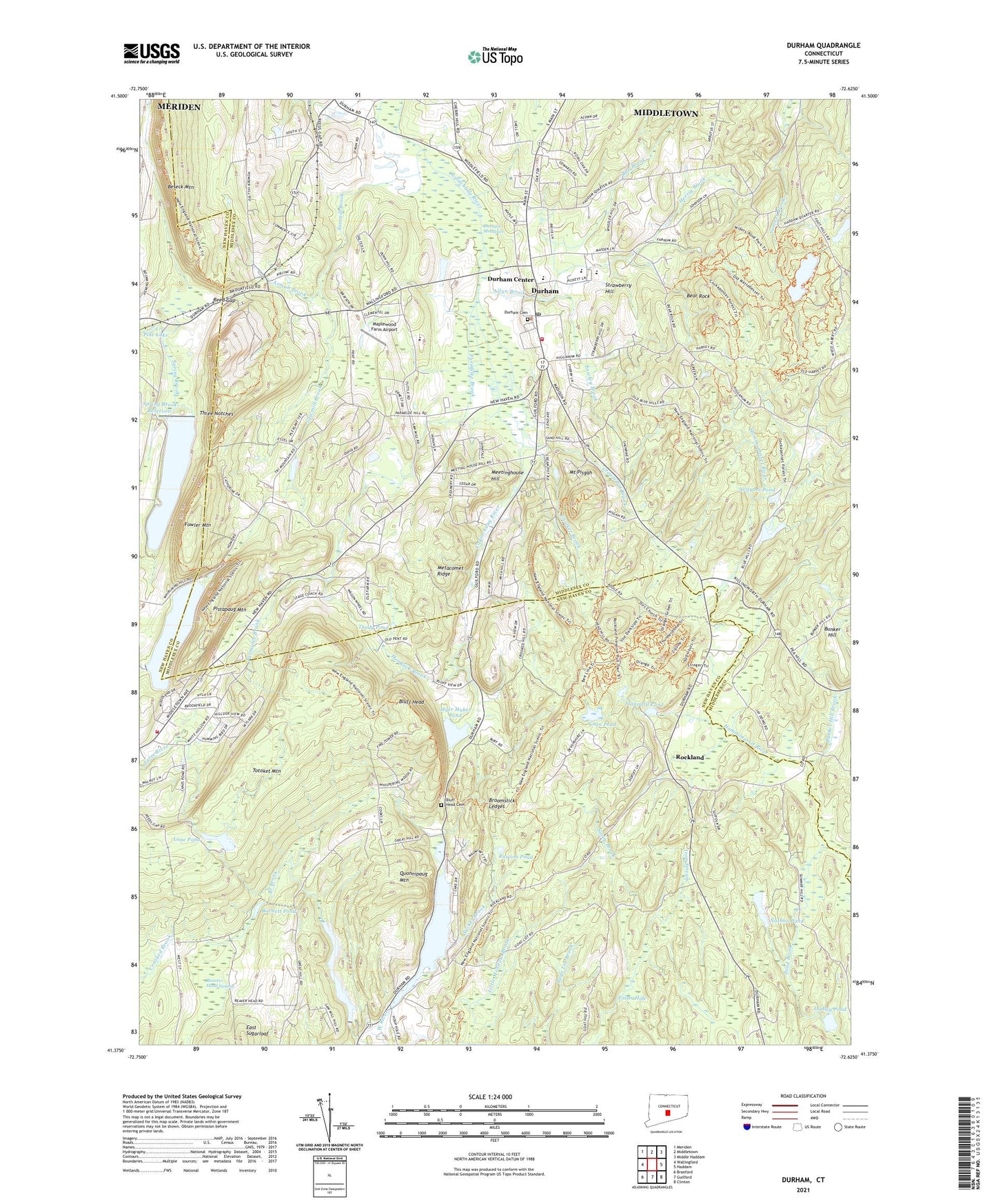Durham Connecticut US Topo Map Image