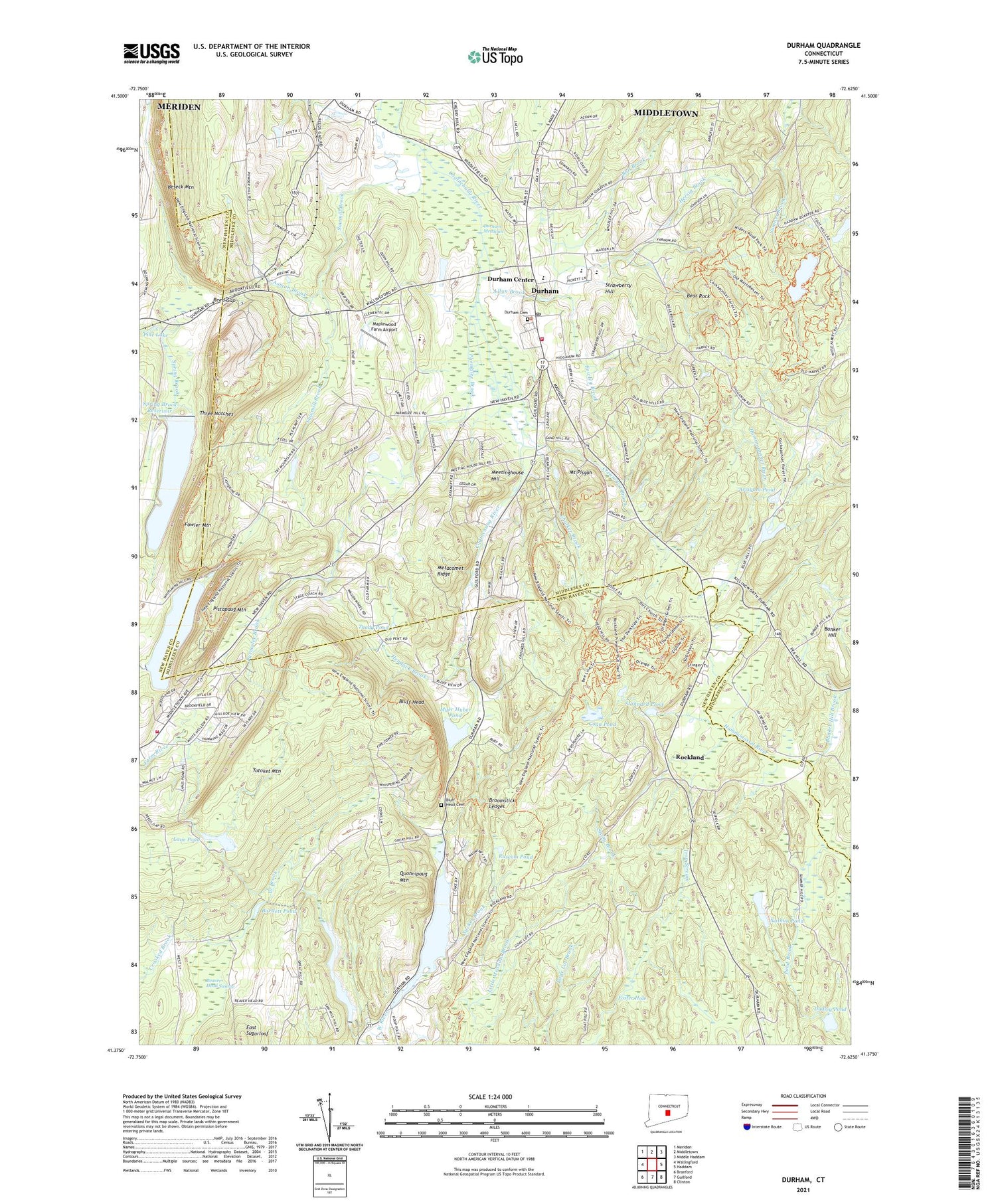 Durham Connecticut US Topo Map Image