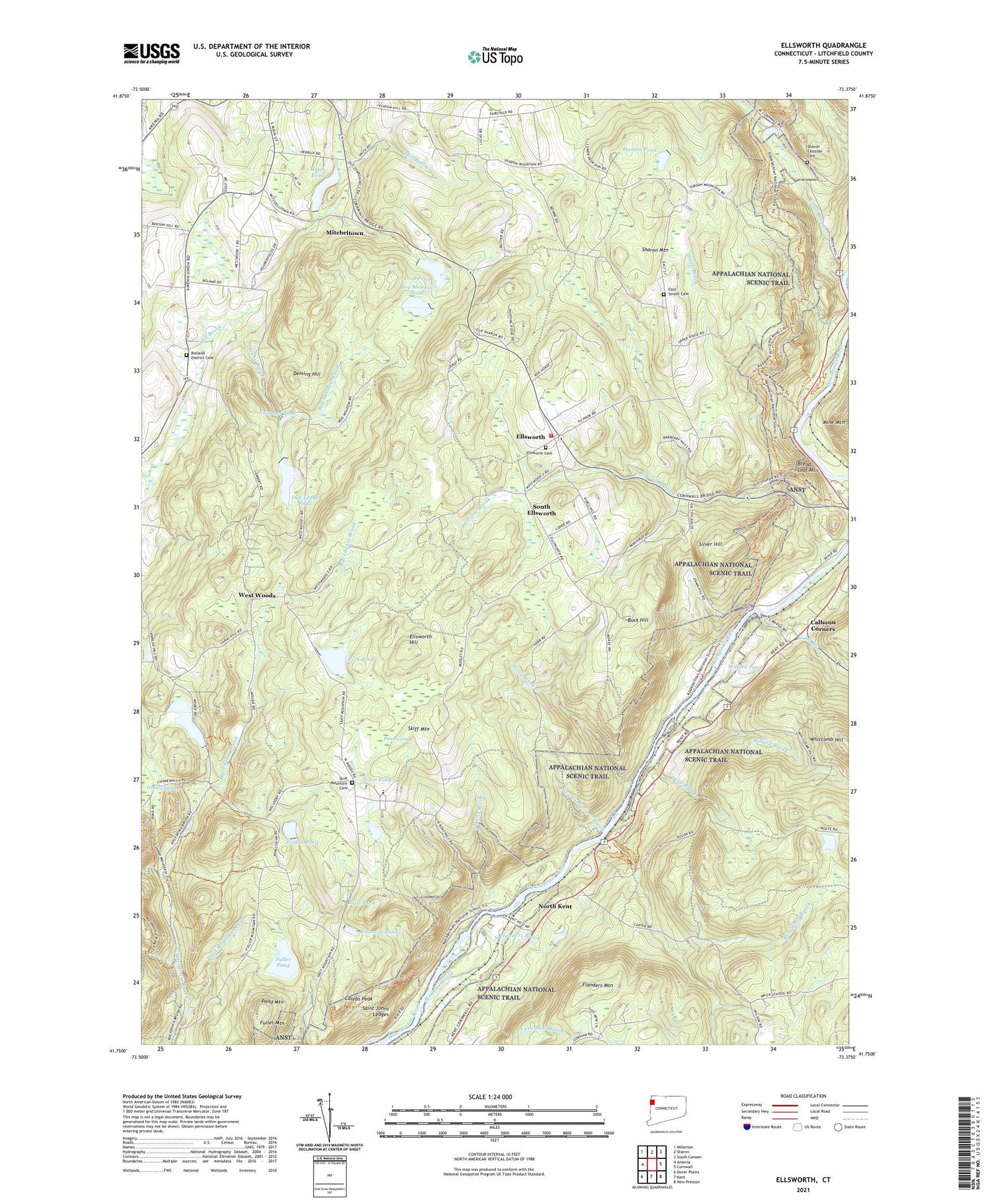 Ellsworth Connecticut US Topo Map Image