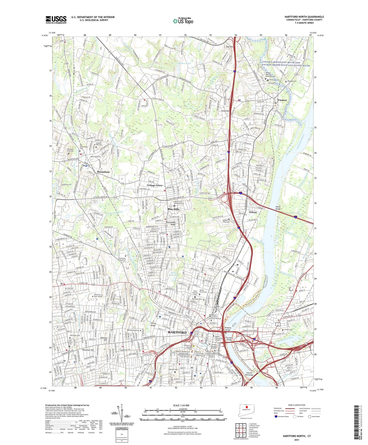 Hartford North Connecticut US Topo Map Image