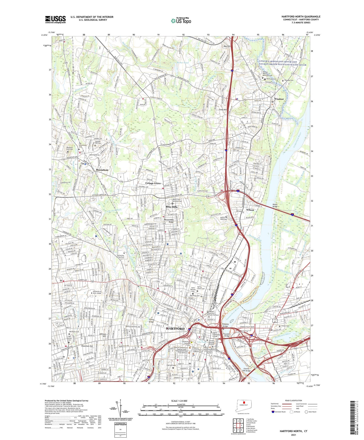 Hartford North Connecticut US Topo Map Image
