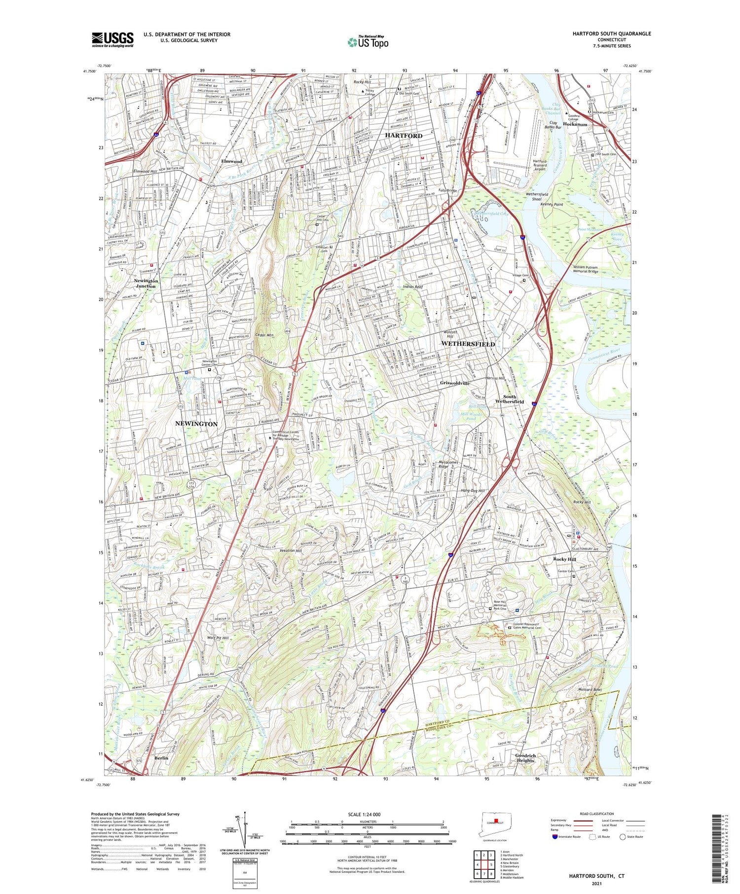 Hartford South Connecticut US Topo Map Image