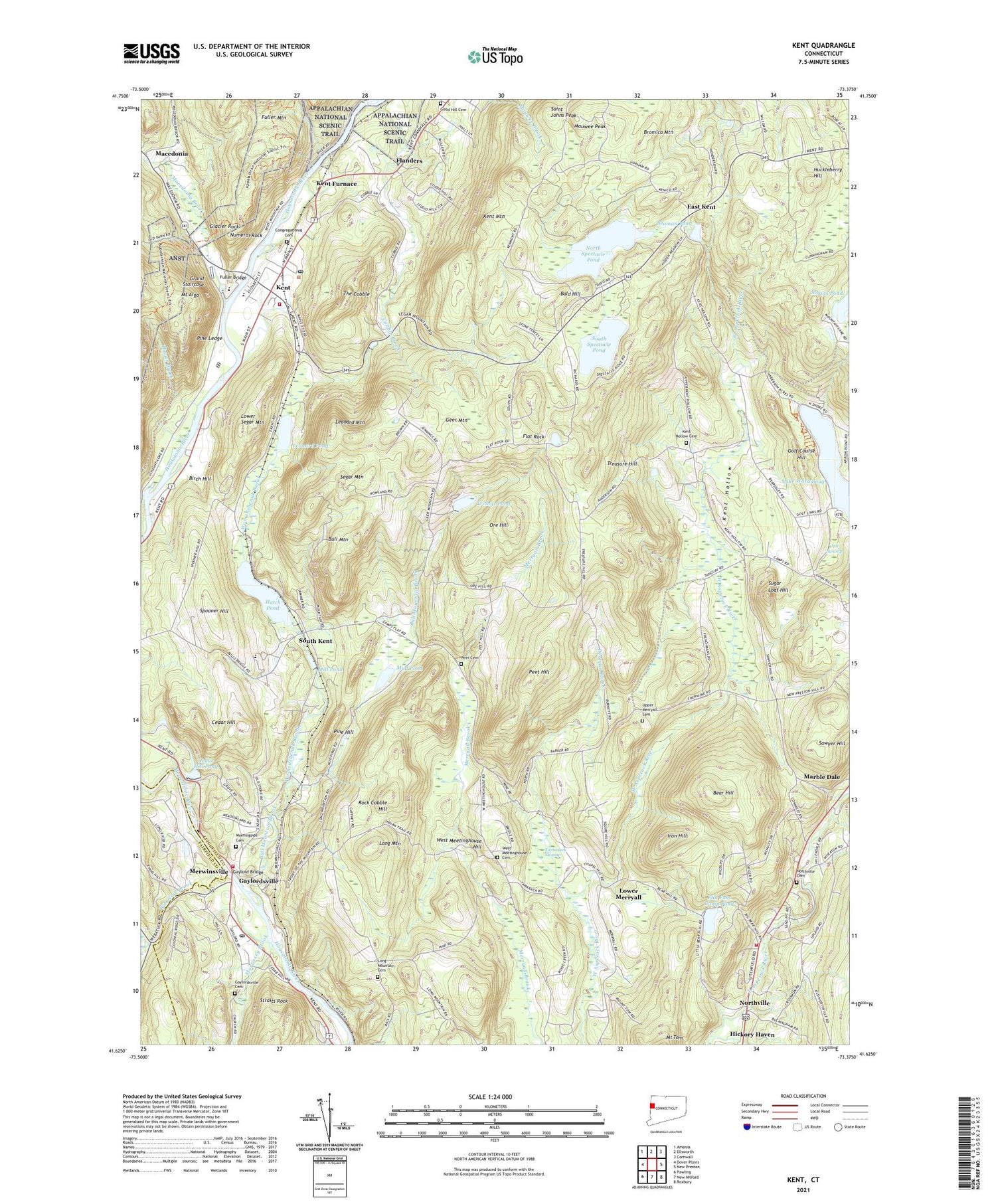 Kent Connecticut US Topo Map Image
