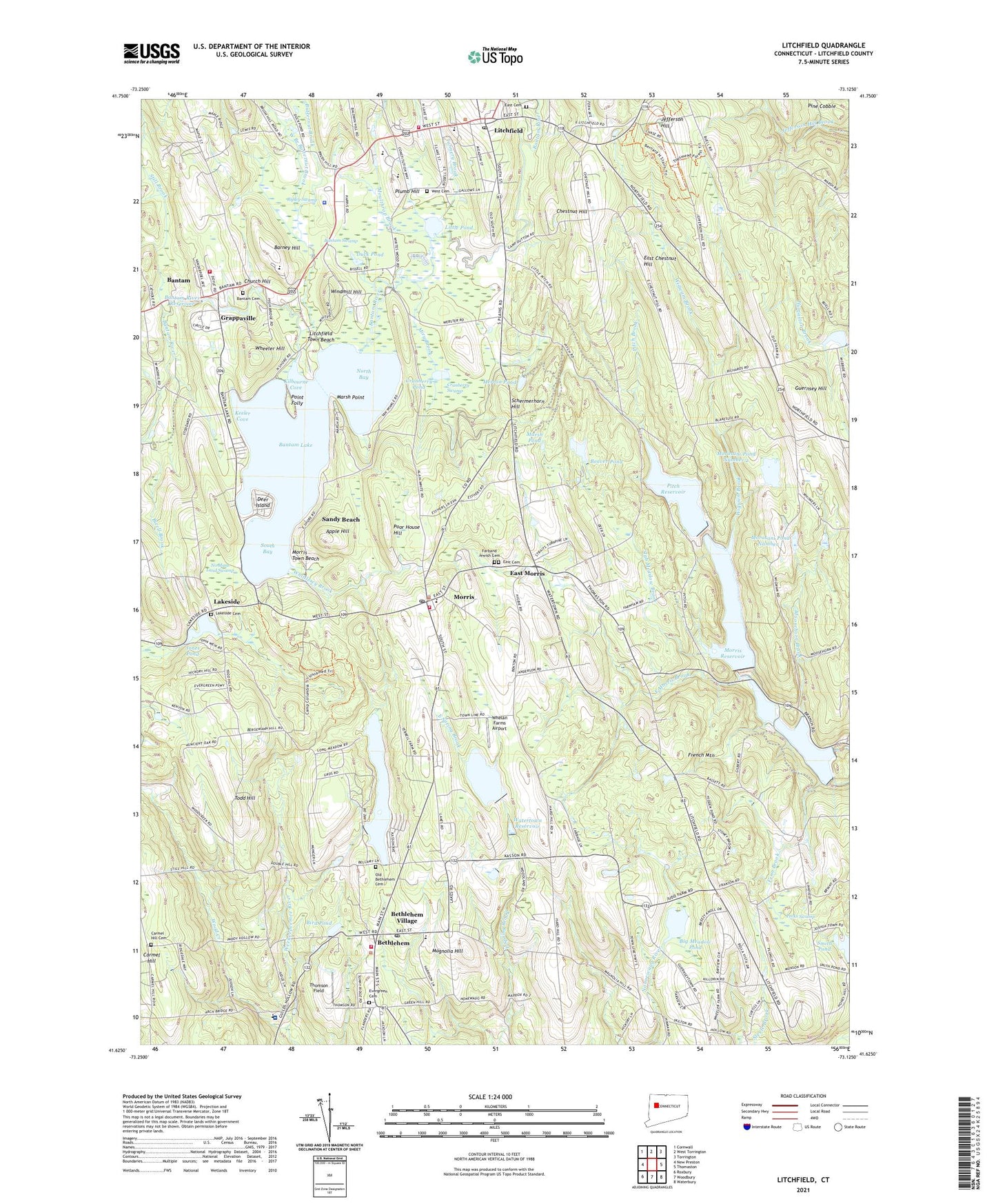 Litchfield Connecticut US Topo Map Image