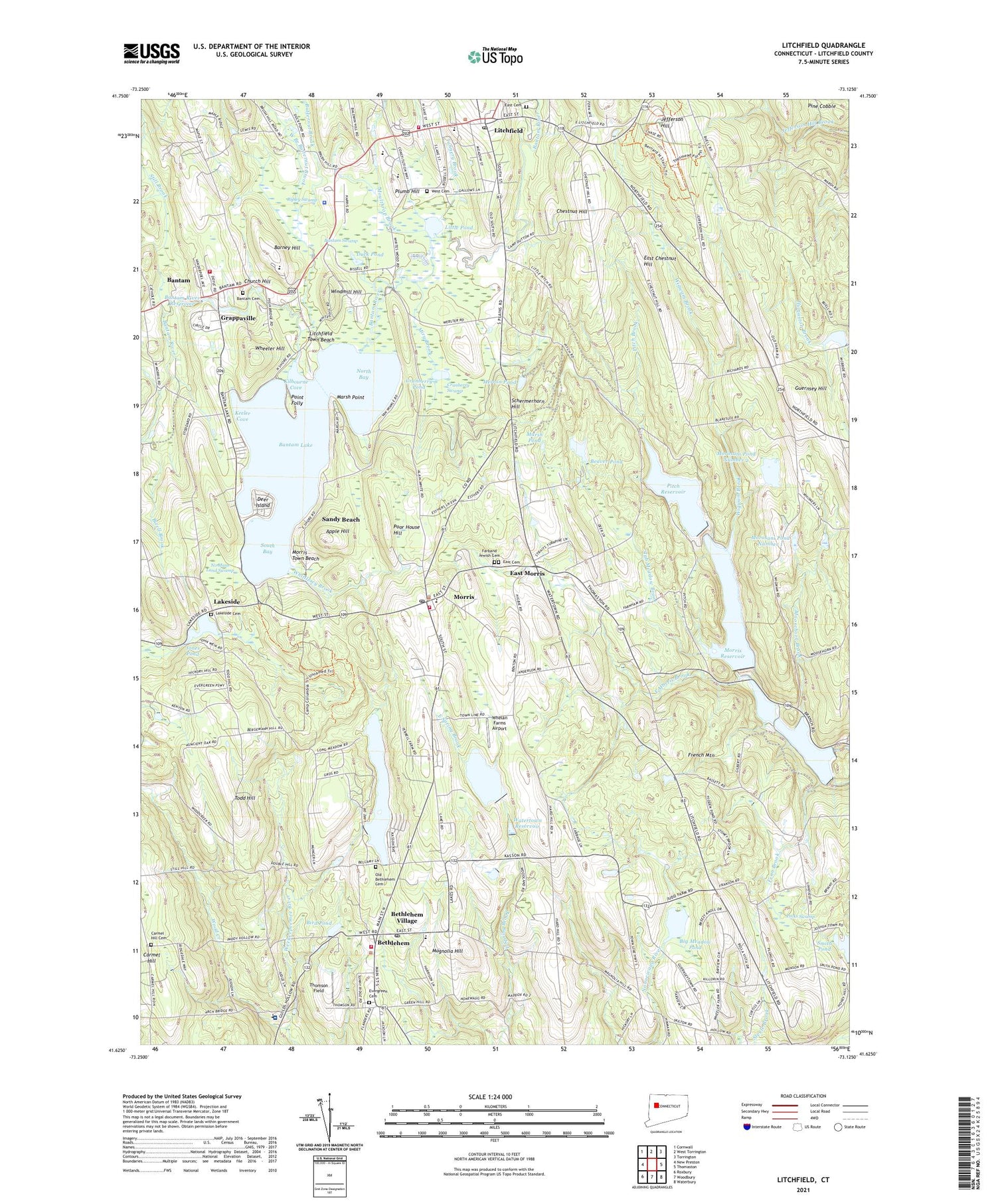 Litchfield Connecticut US Topo Map Image