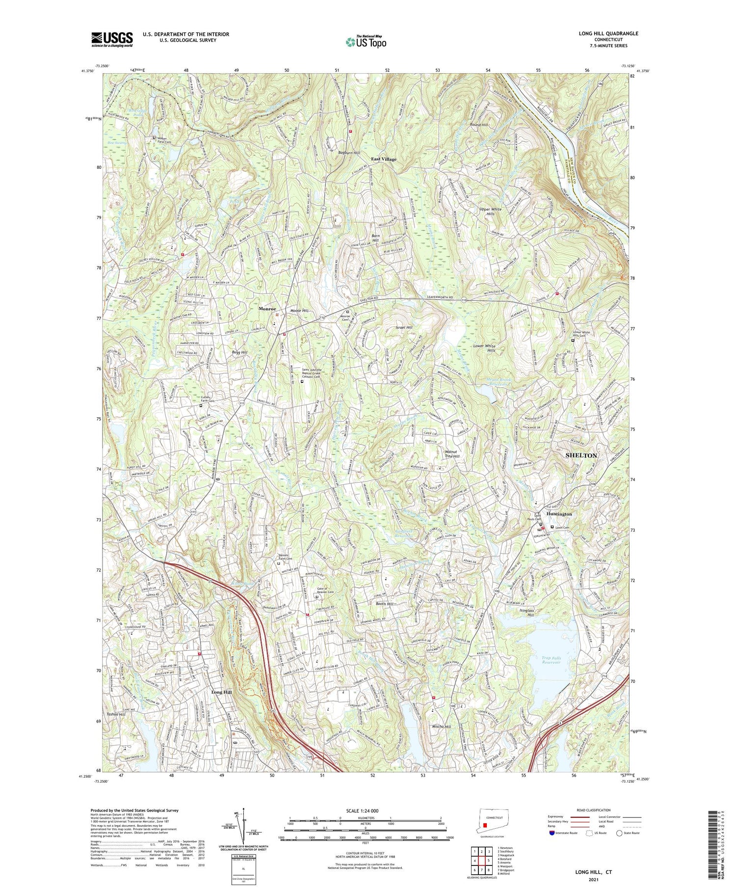 Long Hill Connecticut US Topo Map Image