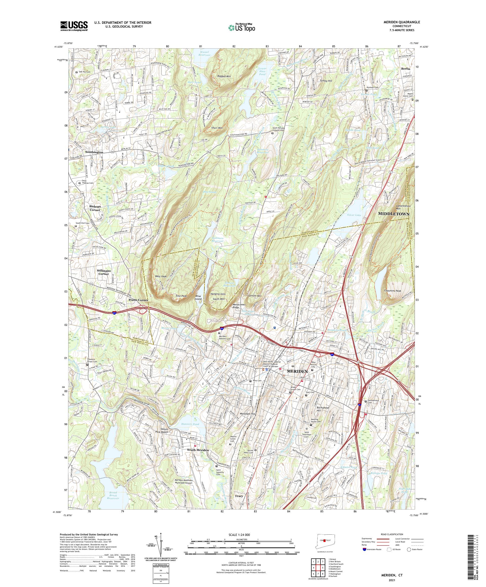 Meriden Connecticut US Topo Map – MyTopo Map Store