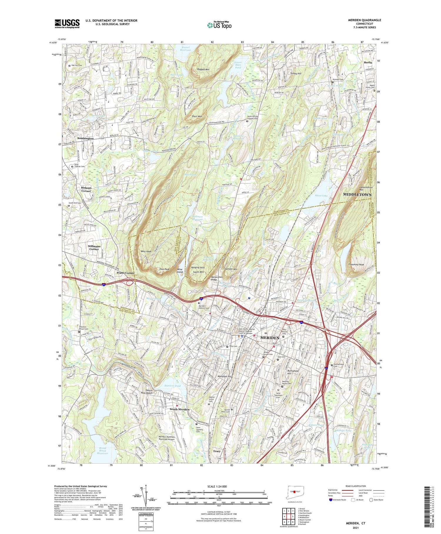 Meriden Connecticut US Topo Map Image