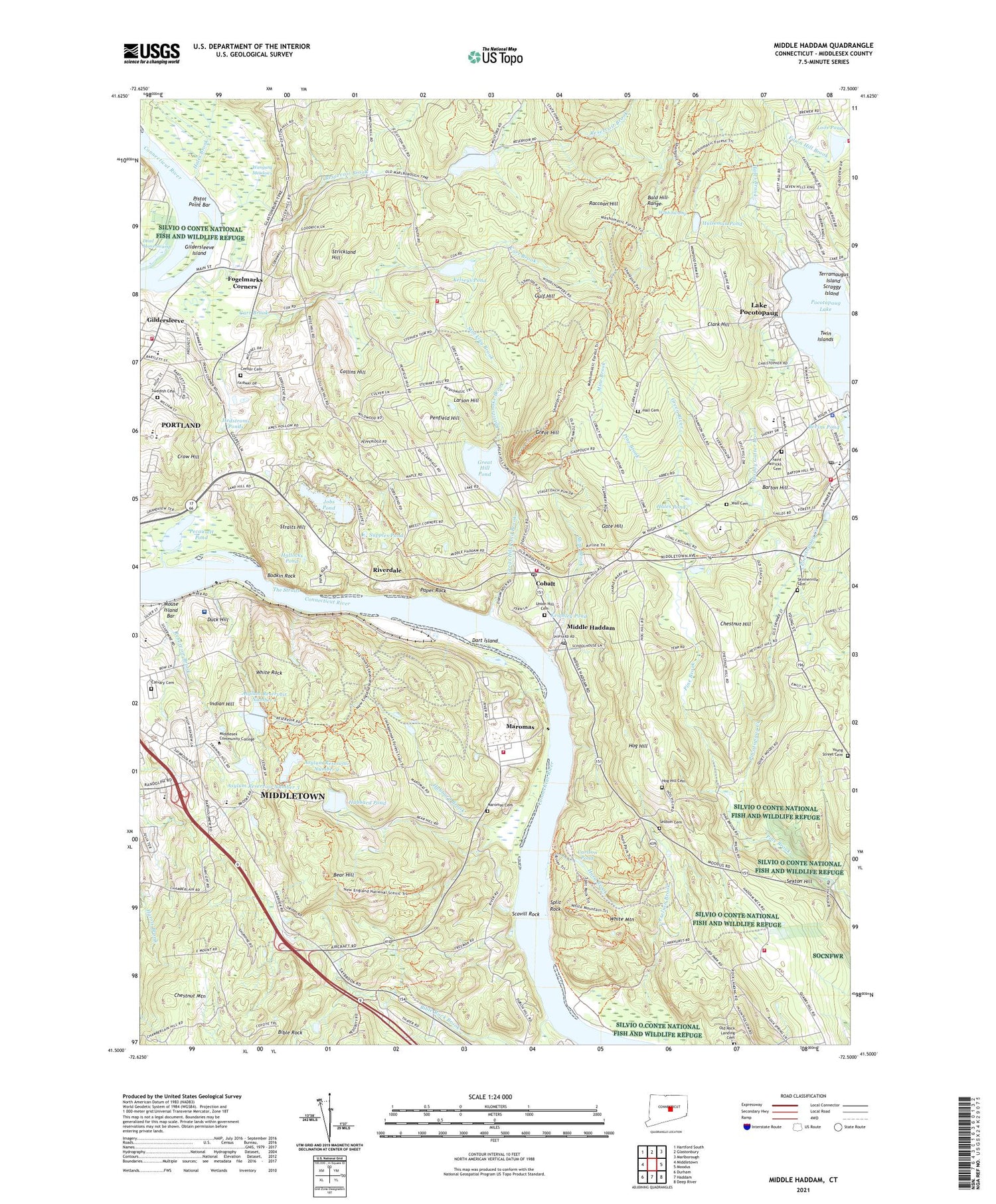 Middle Haddam Connecticut US Topo Map Image
