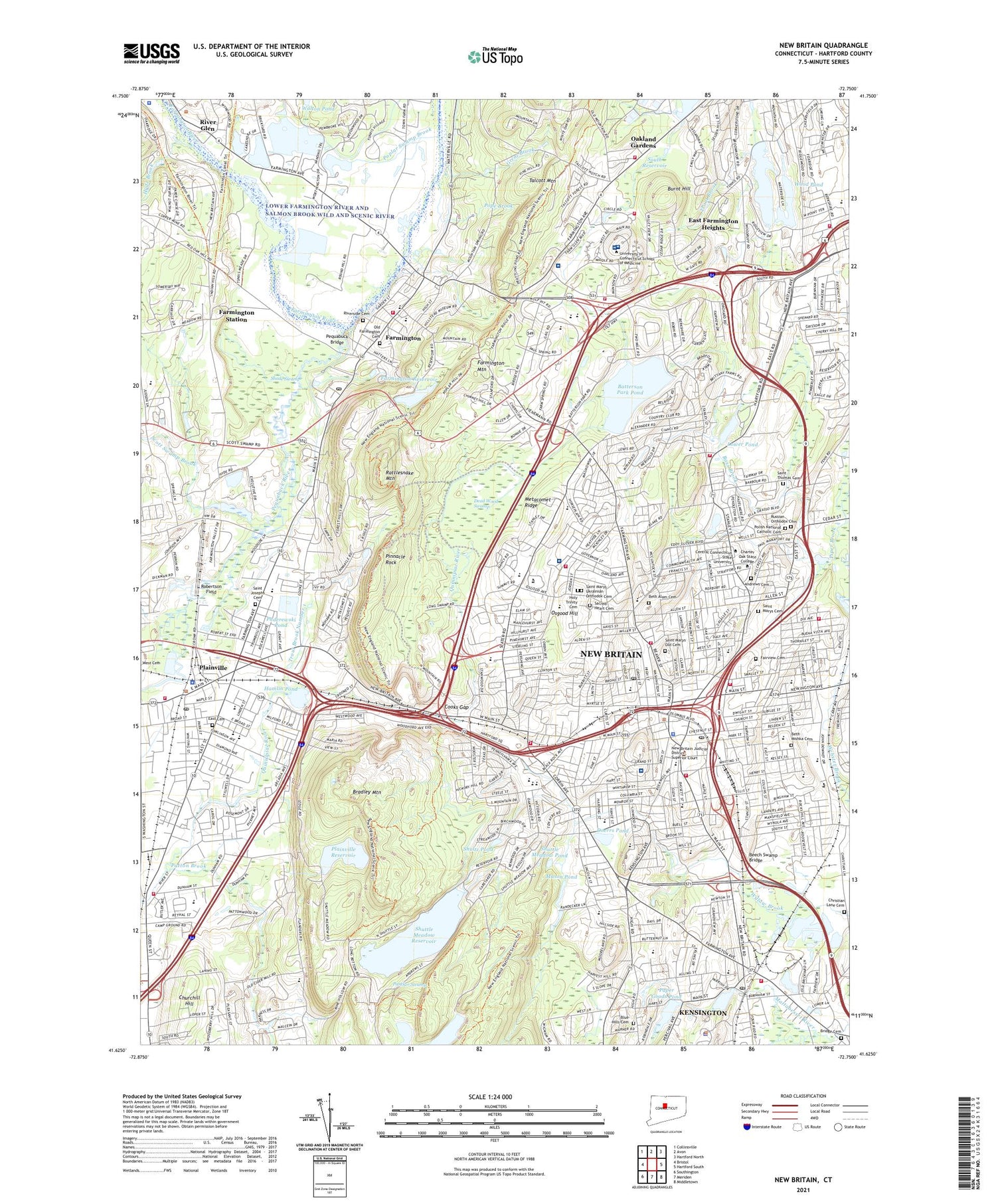New Britain Connecticut US Topo Map Image