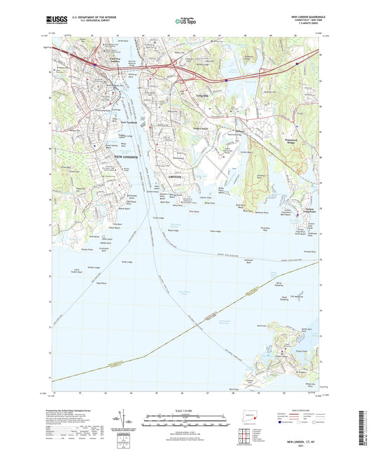 New London Connecticut US Topo Map Image