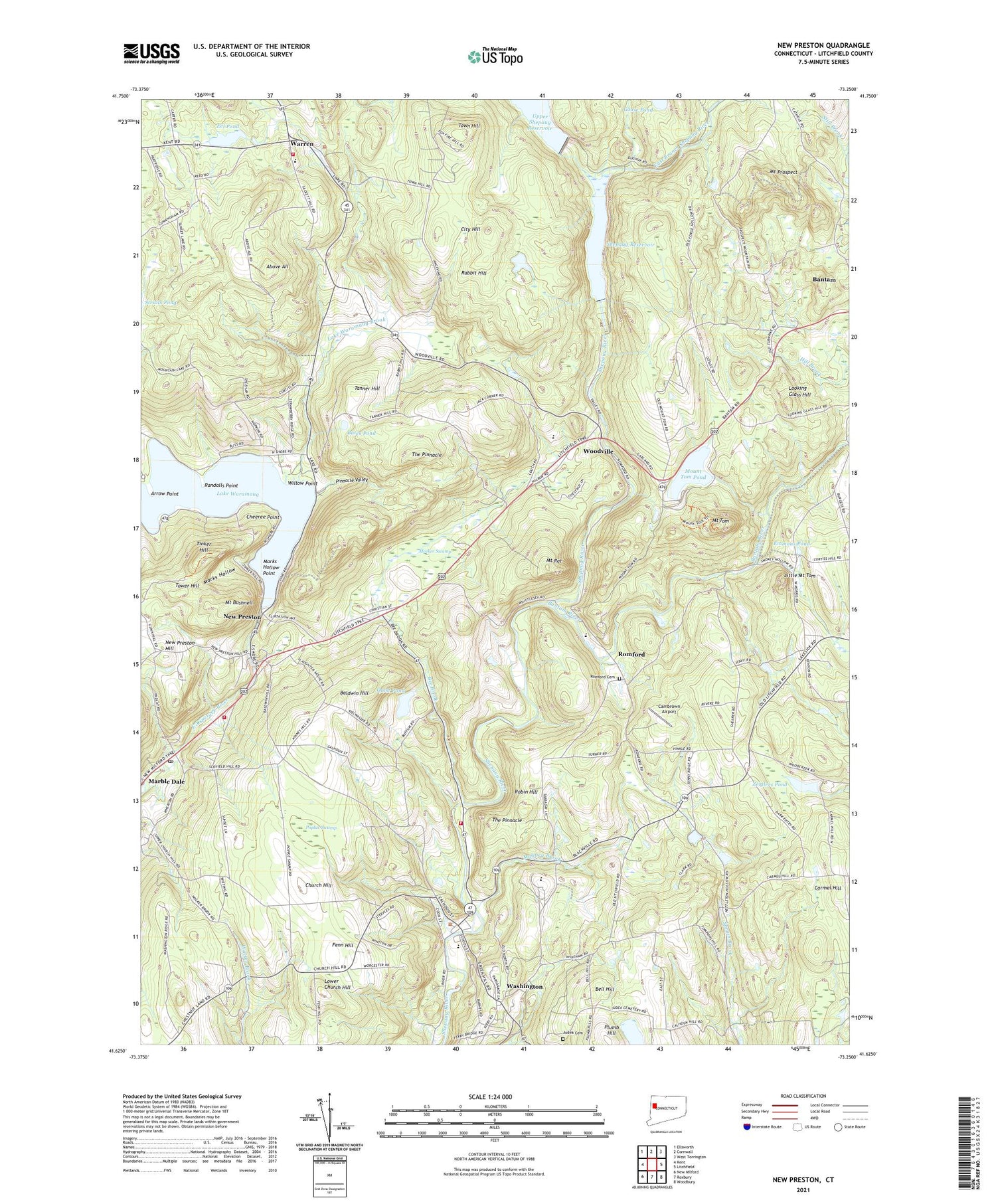 New Preston Connecticut US Topo Map Image