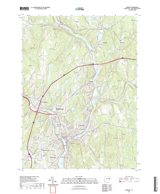 Norwich Connecticut US Topo Map Image