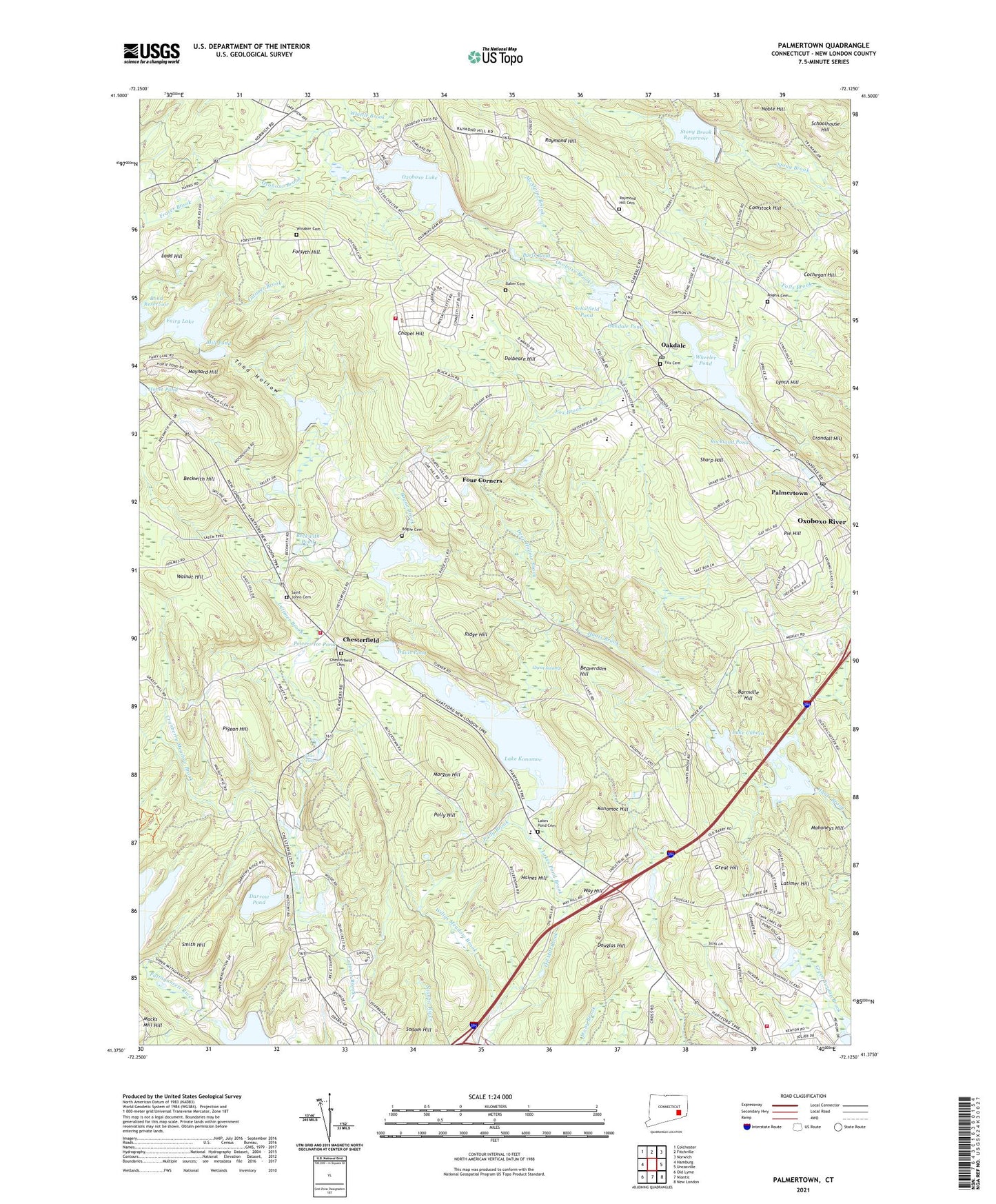 Palmertown Connecticut US Topo Map Image