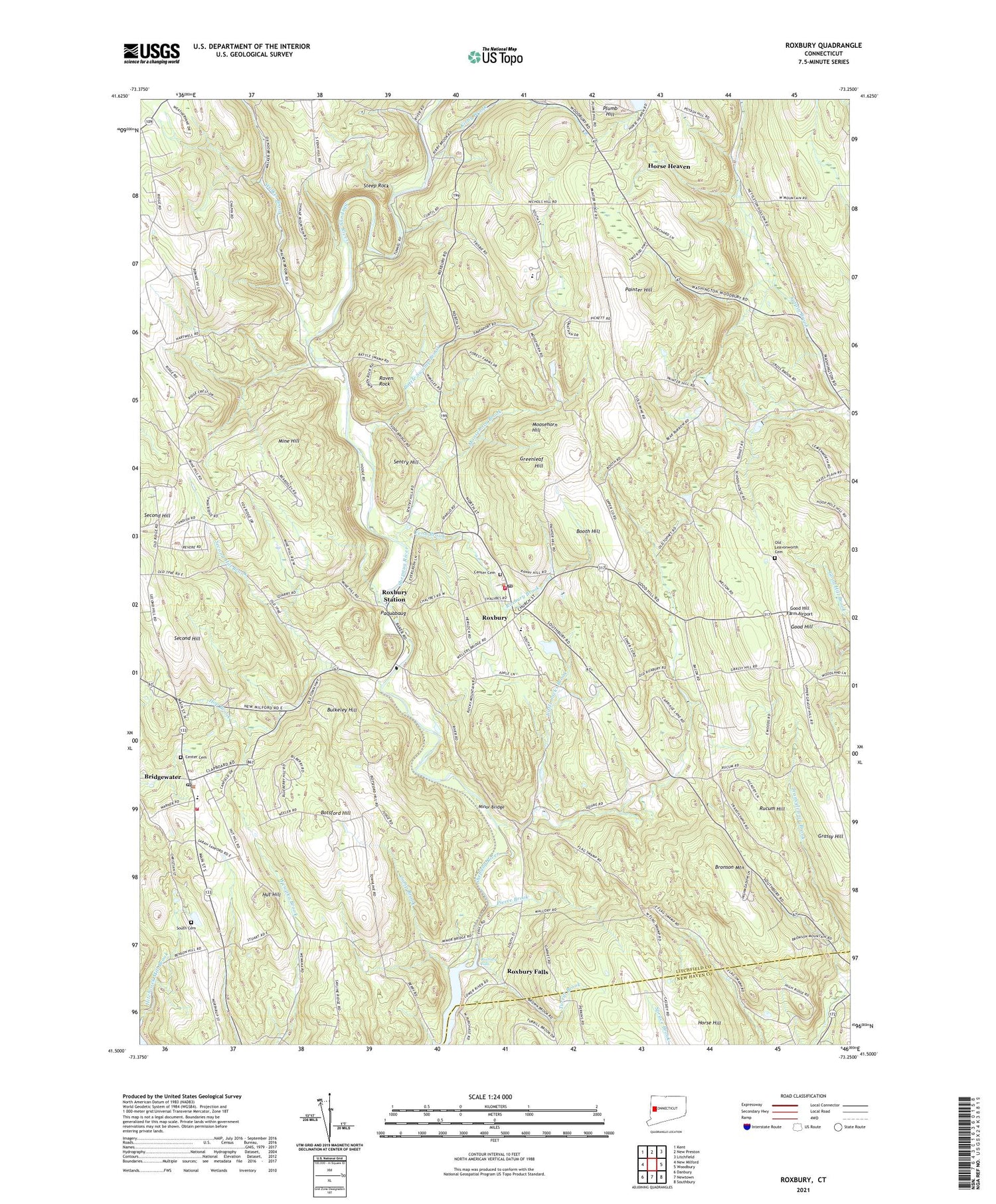 Roxbury Connecticut US Topo Map Image