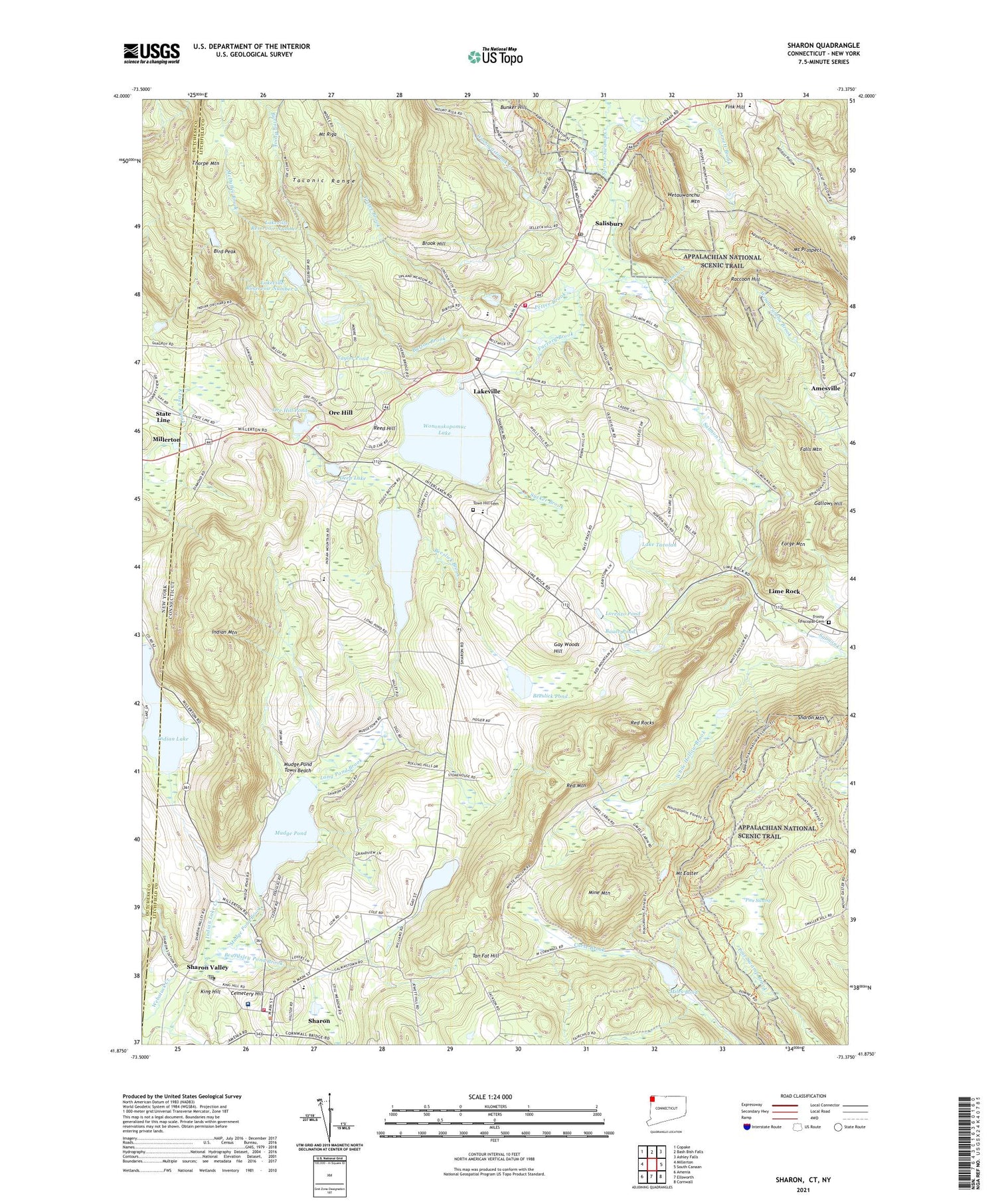 Sharon Connecticut US Topo Map Image