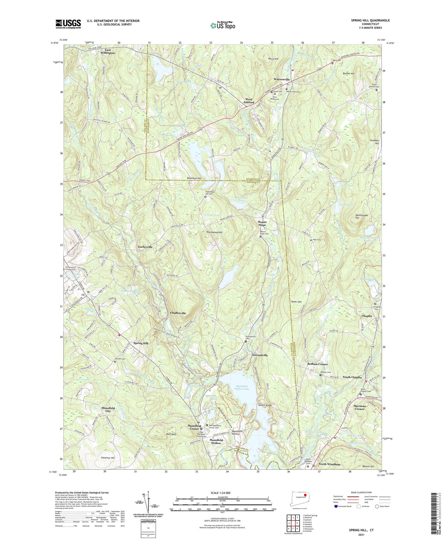 Spring Hill Connecticut US Topo Map Image